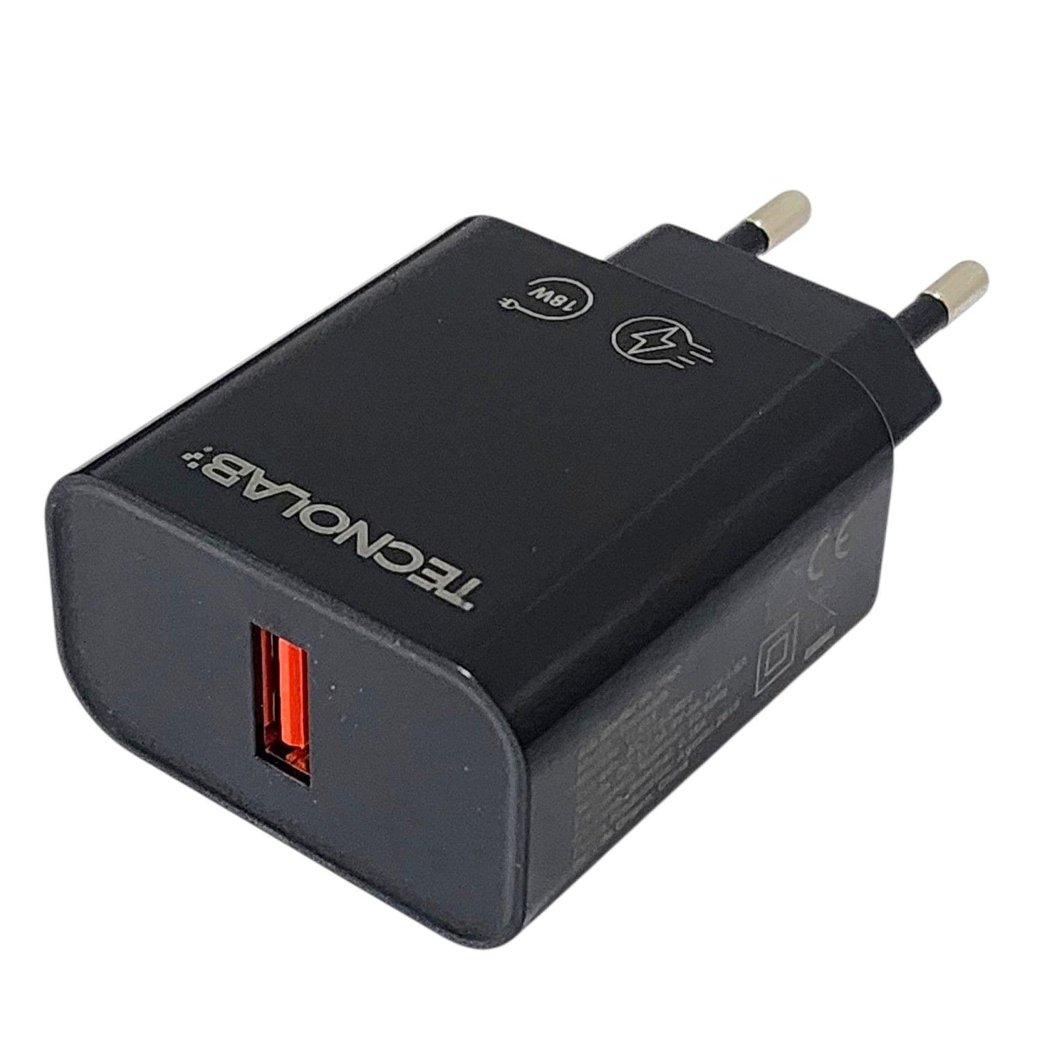 Cargador de Pared 18W QC + Cable USB a LTNG TL466BK Tecnolab-2