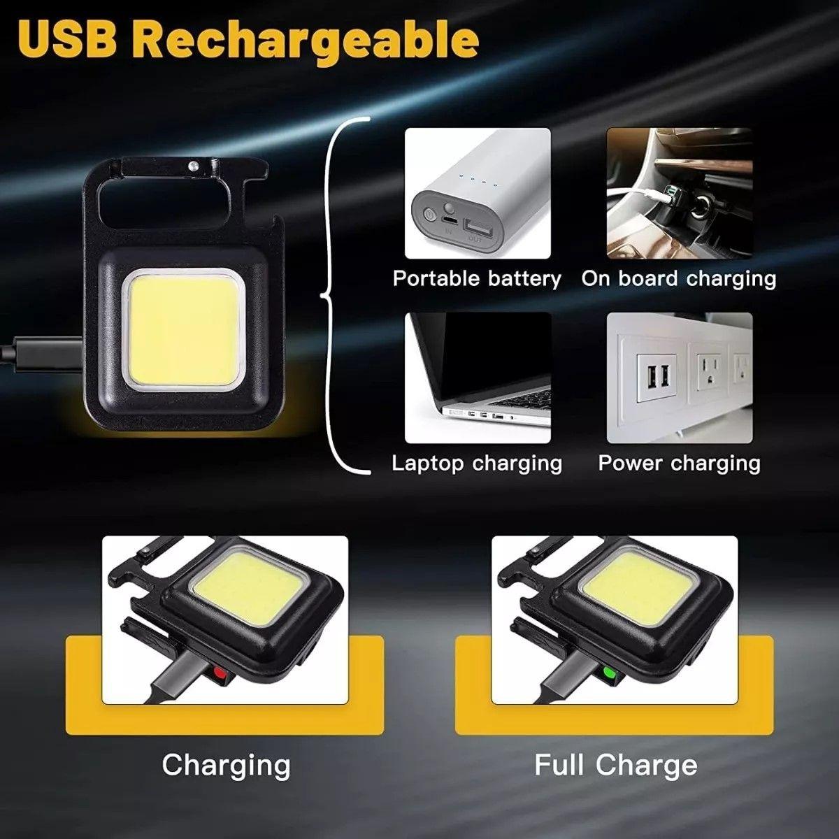 Mini Linterna Llavero Led Cob Recargable Con gancho e Imán -4