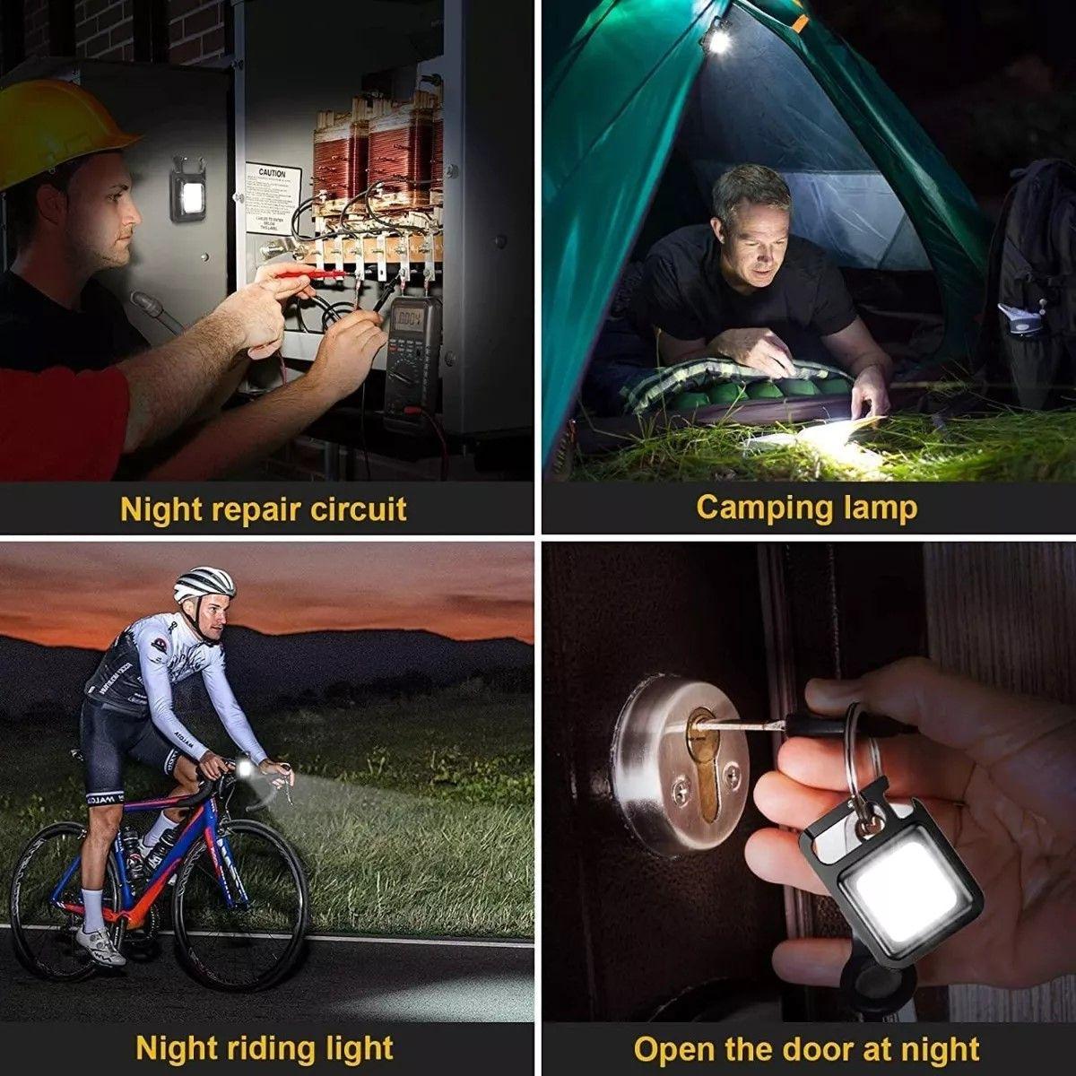 Mini Linterna Llavero Led Cob Recargable Con gancho e Imán -6