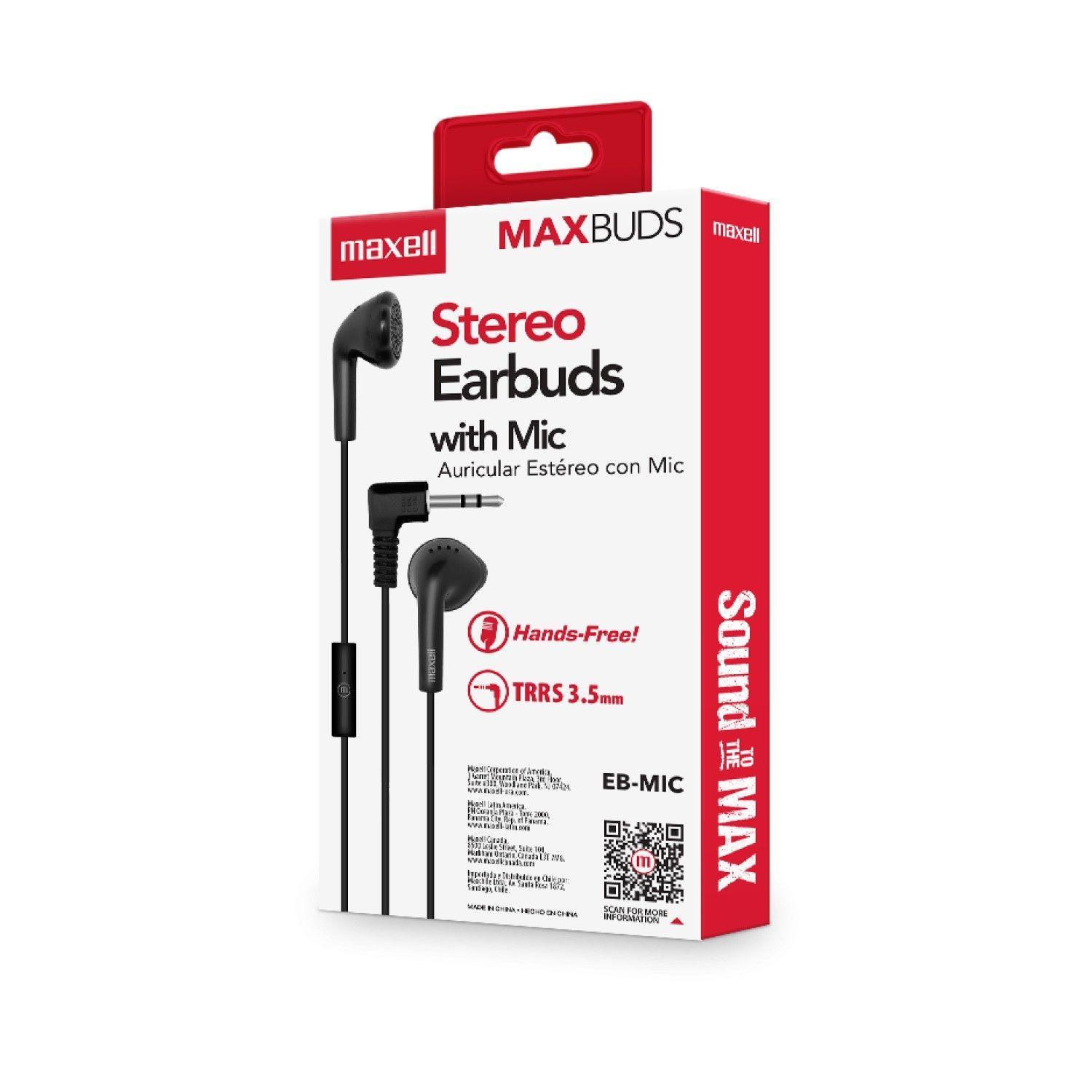 Audífonos Stereo Earbuds con Mic EB-MIC 3.5mm Maxell Negro-3