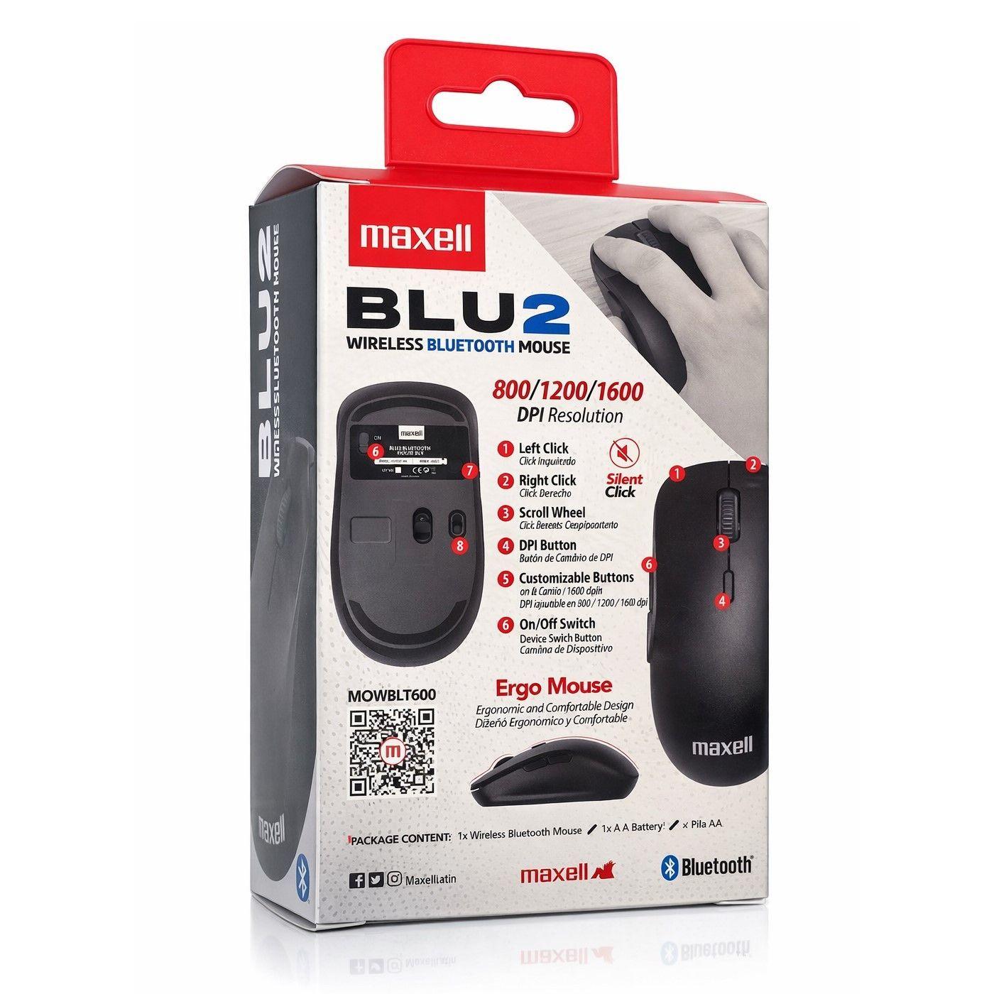 Mouse Bluetooth Inalámbrico Maxell BLU2 1600 DPI Negro-4