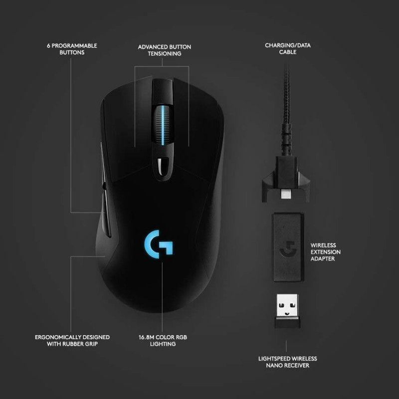 Logitech G703 Inalambrico Lightspeed con sensor Hero 16K-2