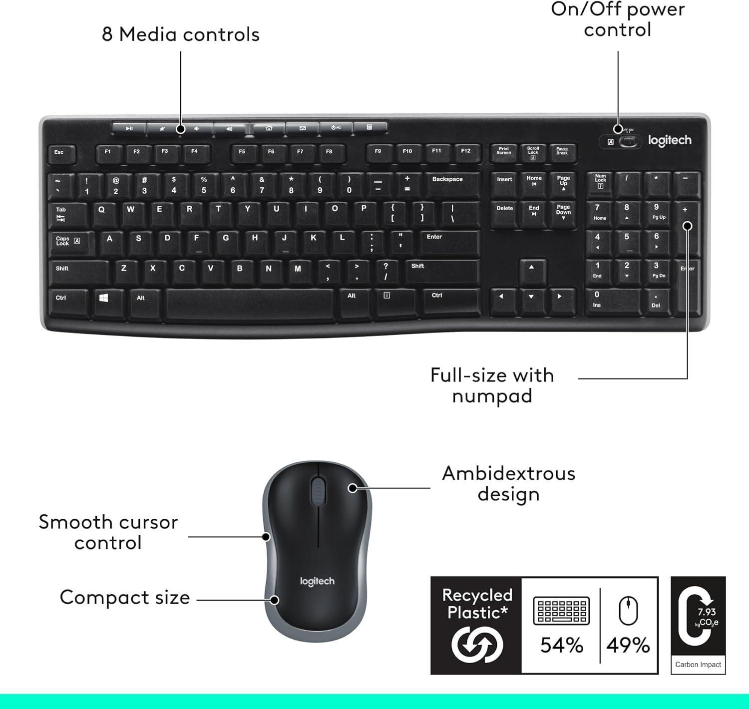 Logitech MK270 teclado y mouse inalámbricos-3