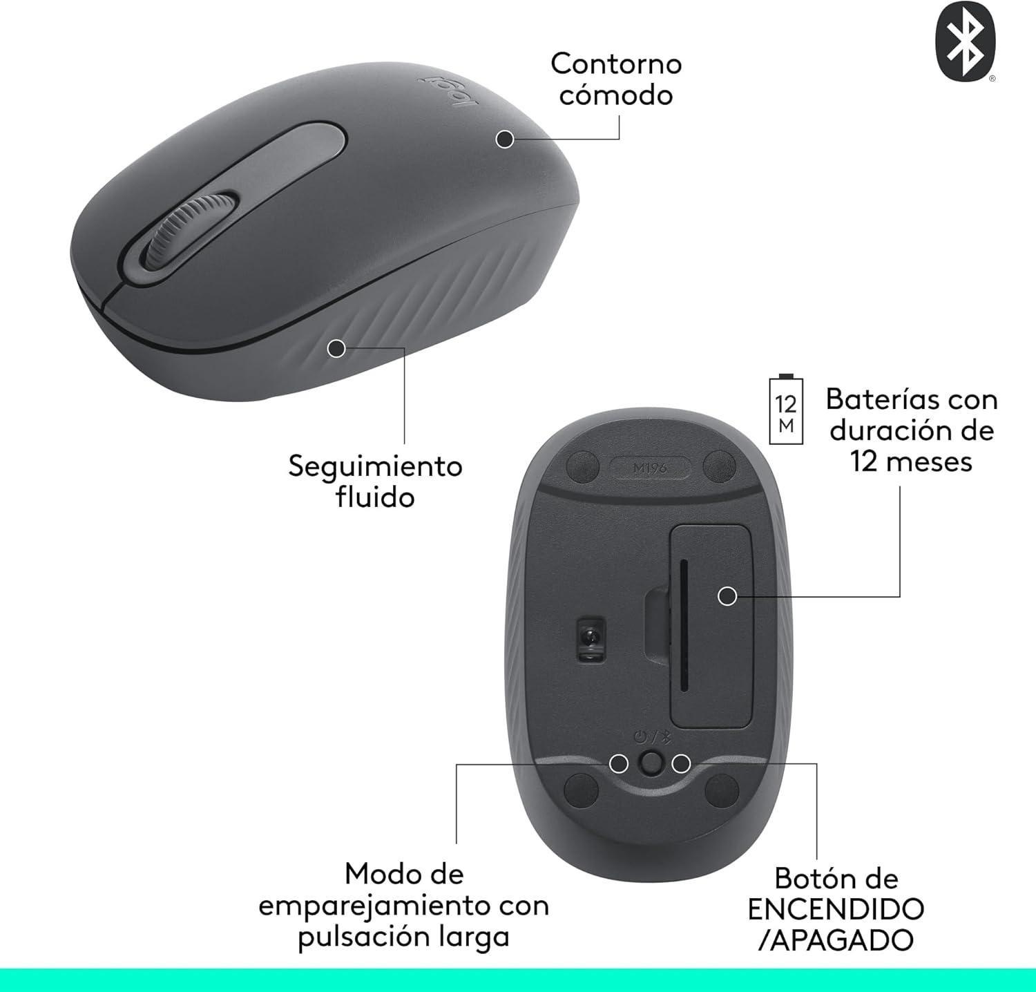 Logitech M196, Mouse inalámbrico Bluetooth GRAFITO-2