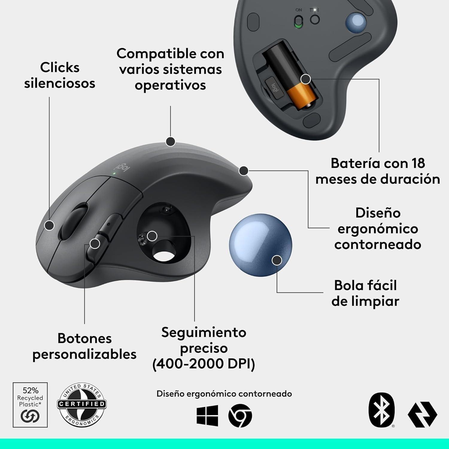 Logitech Ergo M575S Mouse inalámbrico con trackball-2