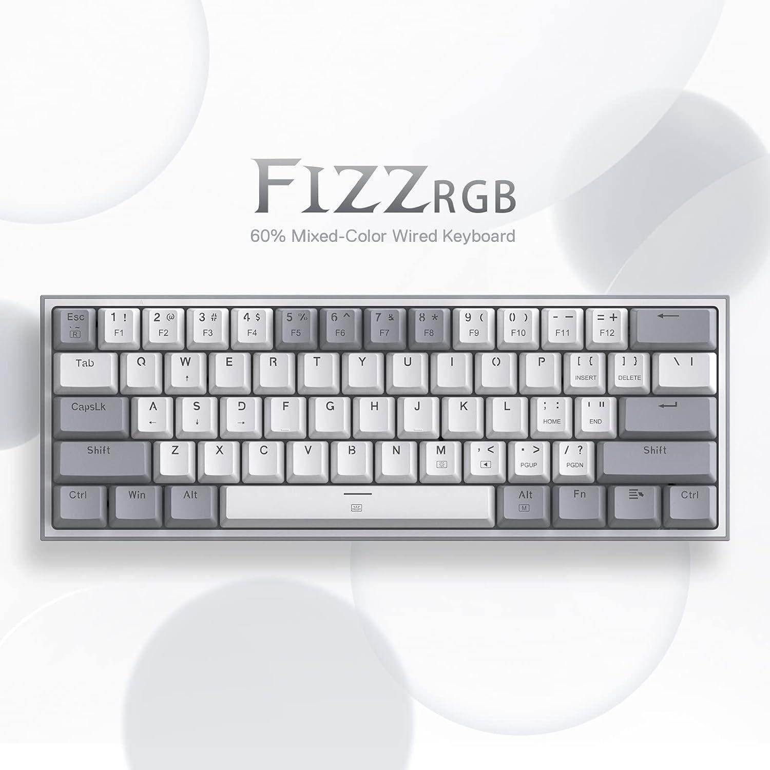 Teclado K617 Fizz 60 con cable para juegos RGB blanco y gris-3
