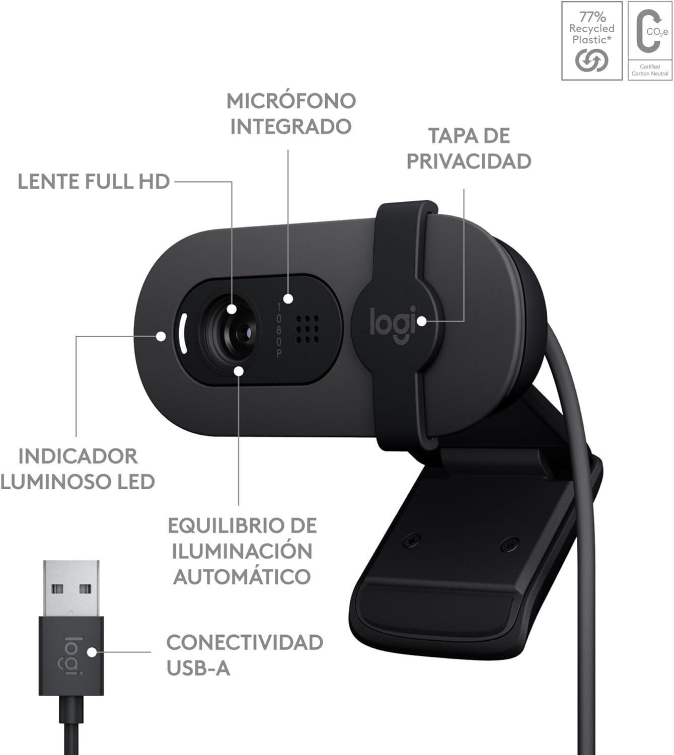 Logitech Brio 100 Full HD para reuniones y Streaming-3