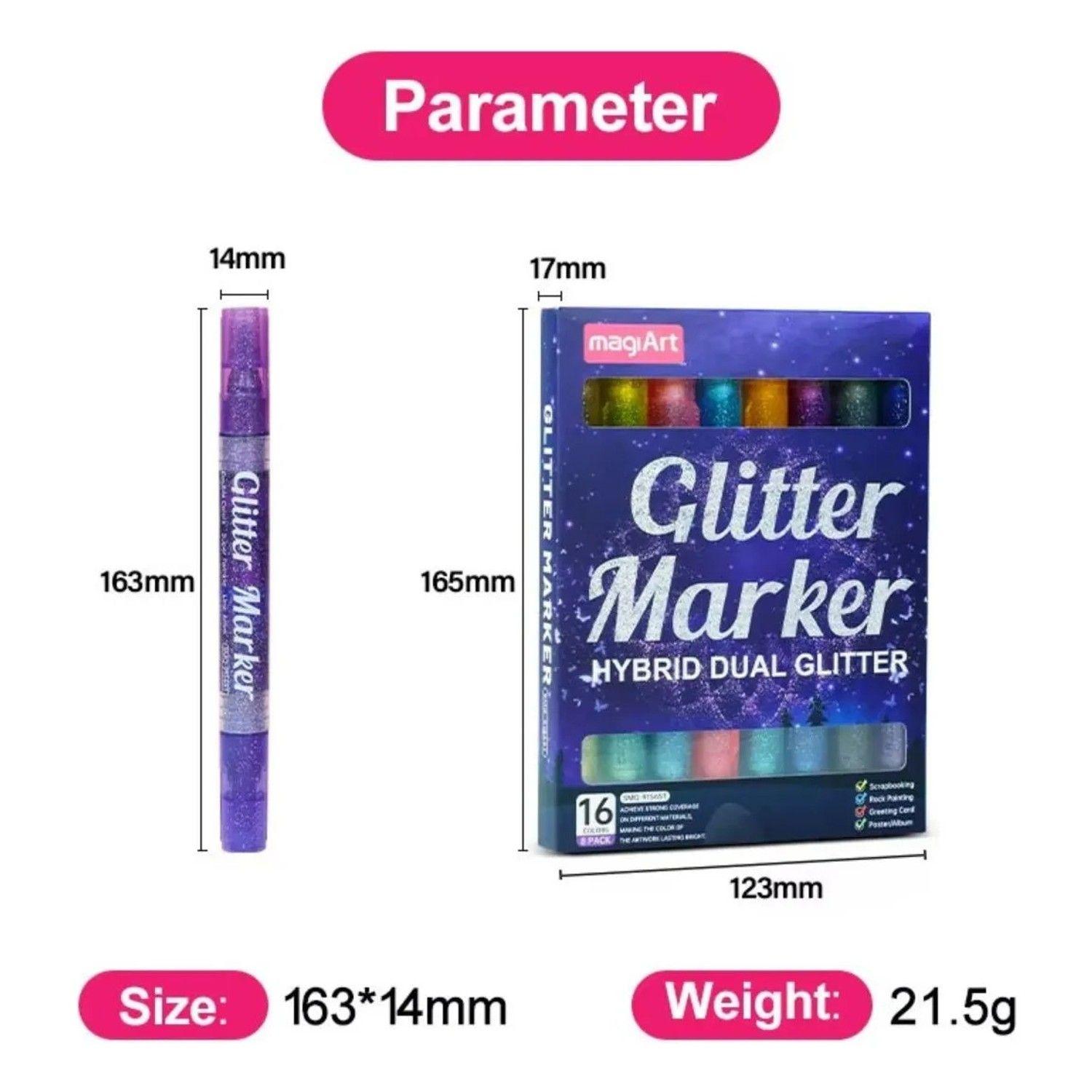 Set 8 Marcadores De Gel Con Glitter Neón  Doble Punta-1