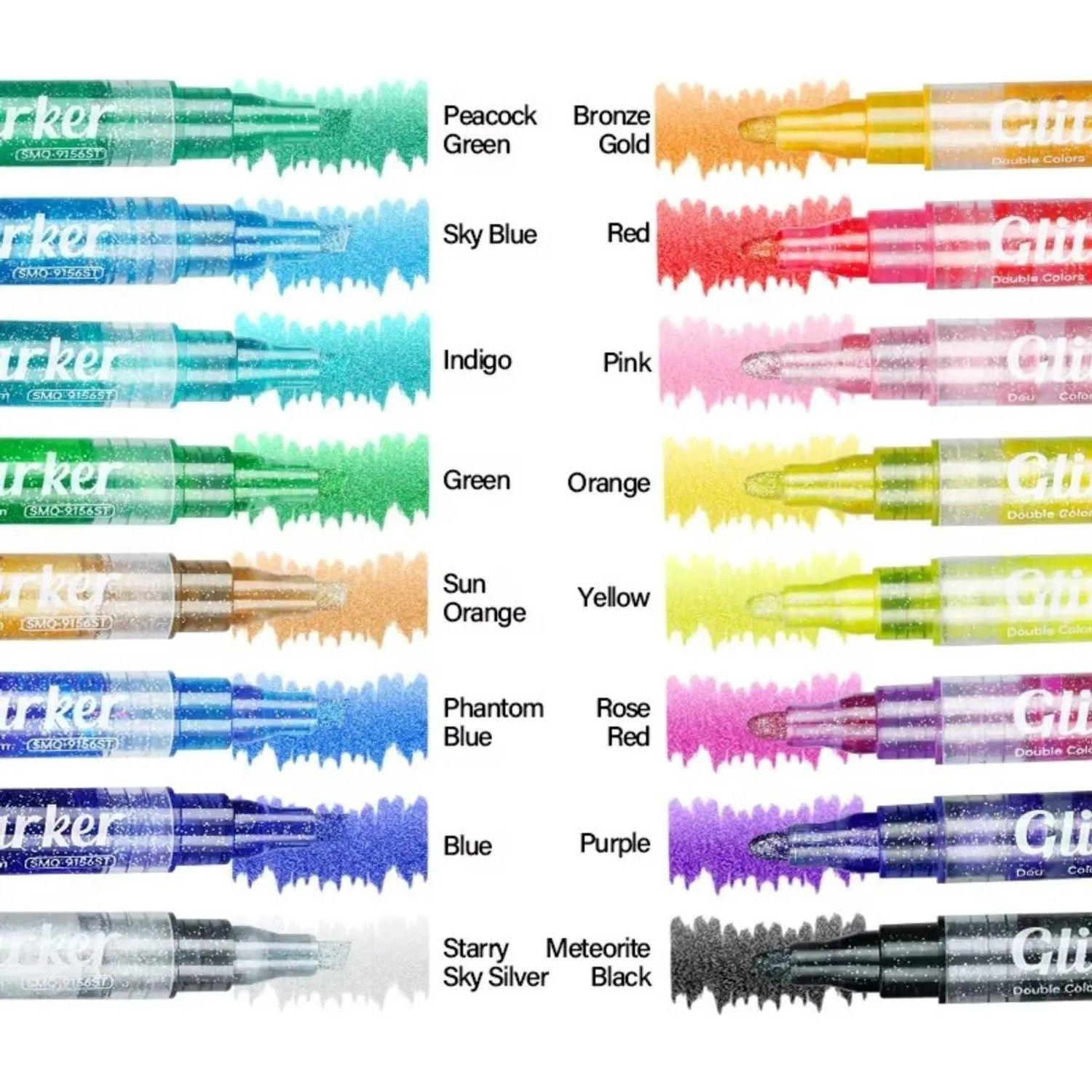 Set 8 Marcadores De Gel Con Glitter Neón  Doble Punta-3