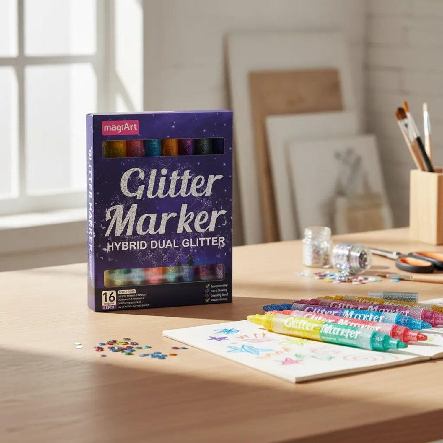 Set 8 Marcadores De Gel Con Glitter Neón  Doble Punta-6