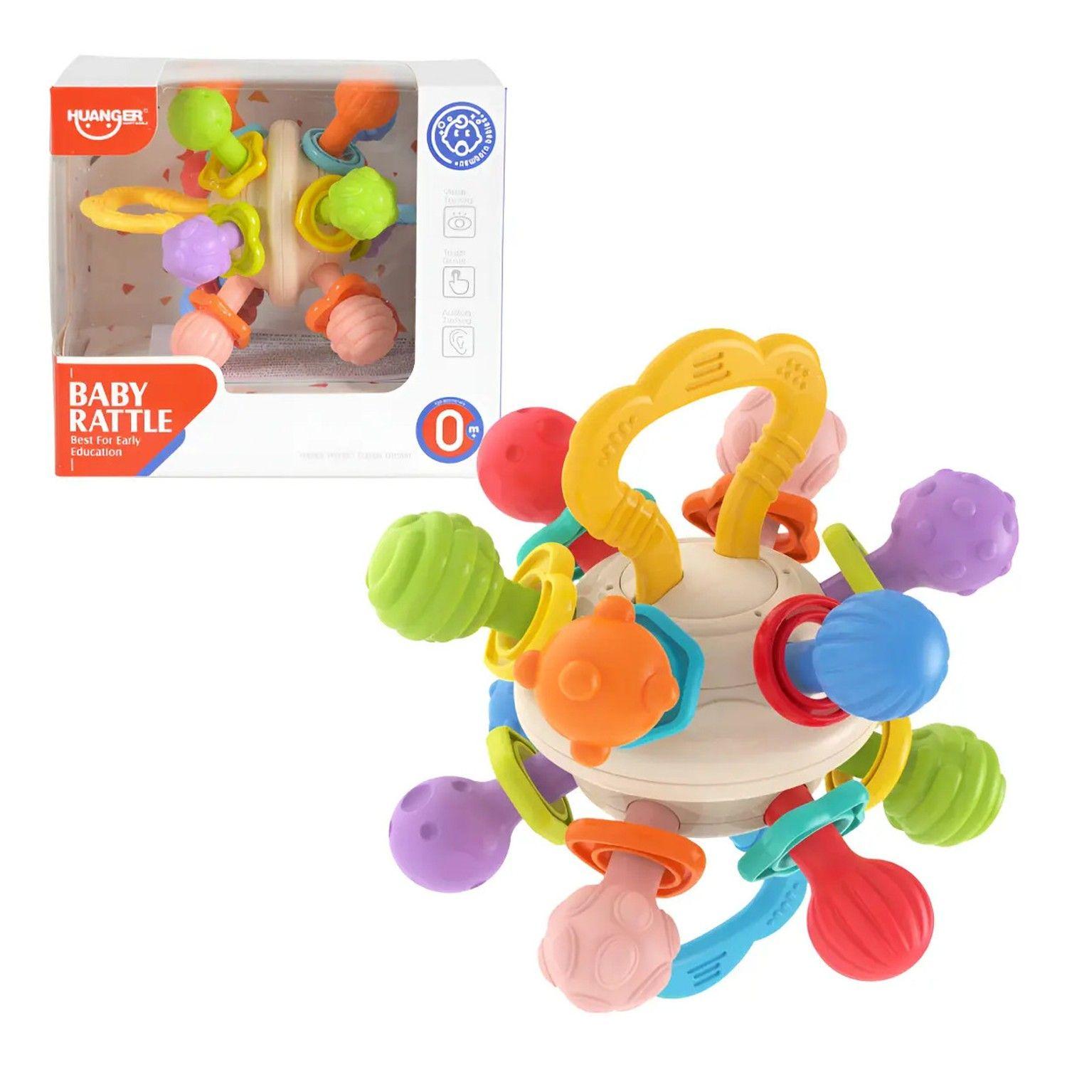 Pelota Mordedor Y Sonajero Sensorial Con Textura Para Bebés-0