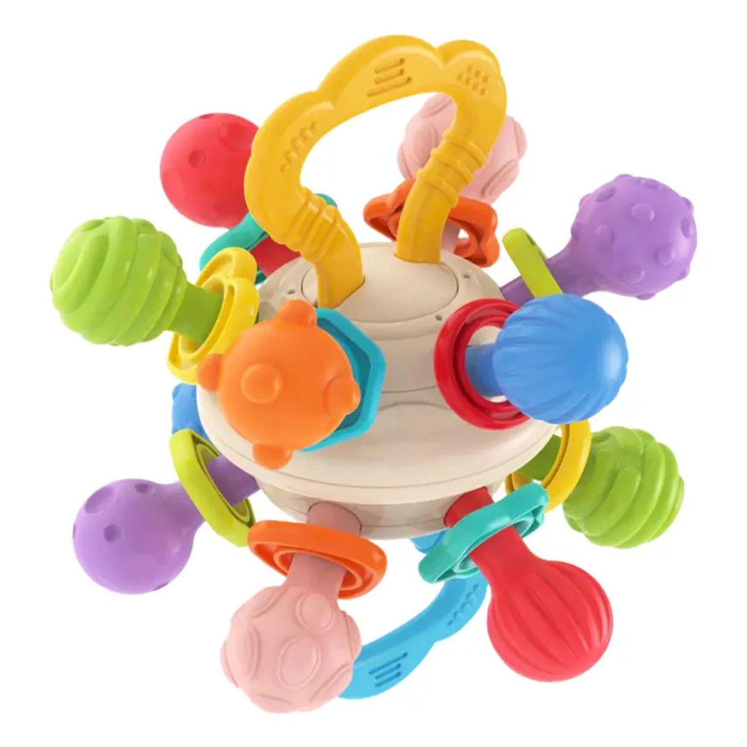 Pelota Mordedor Y Sonajero Sensorial Con Textura Para Bebés-1