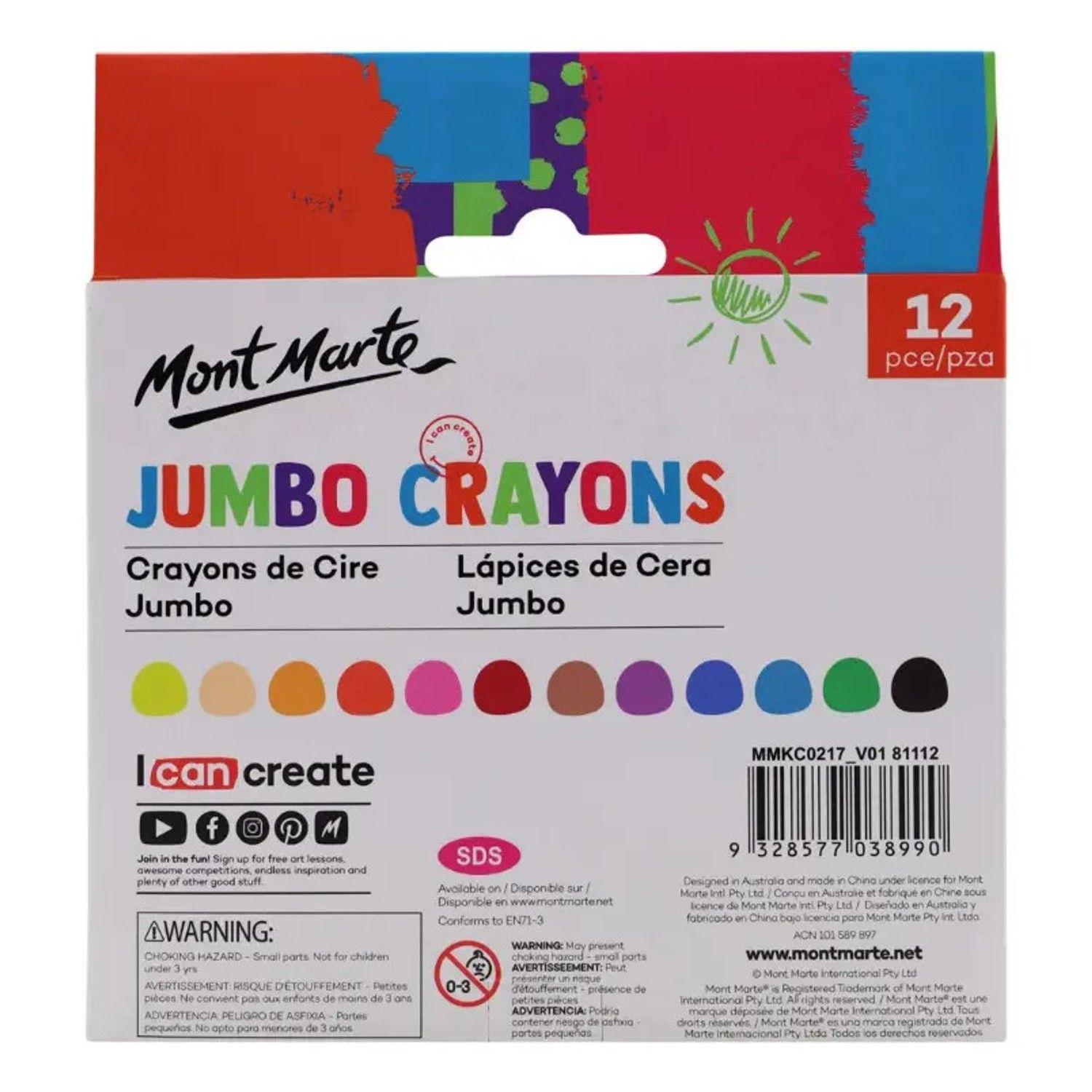 12 Lápices De Cera Crayon Jumbo Mont Marte-3
