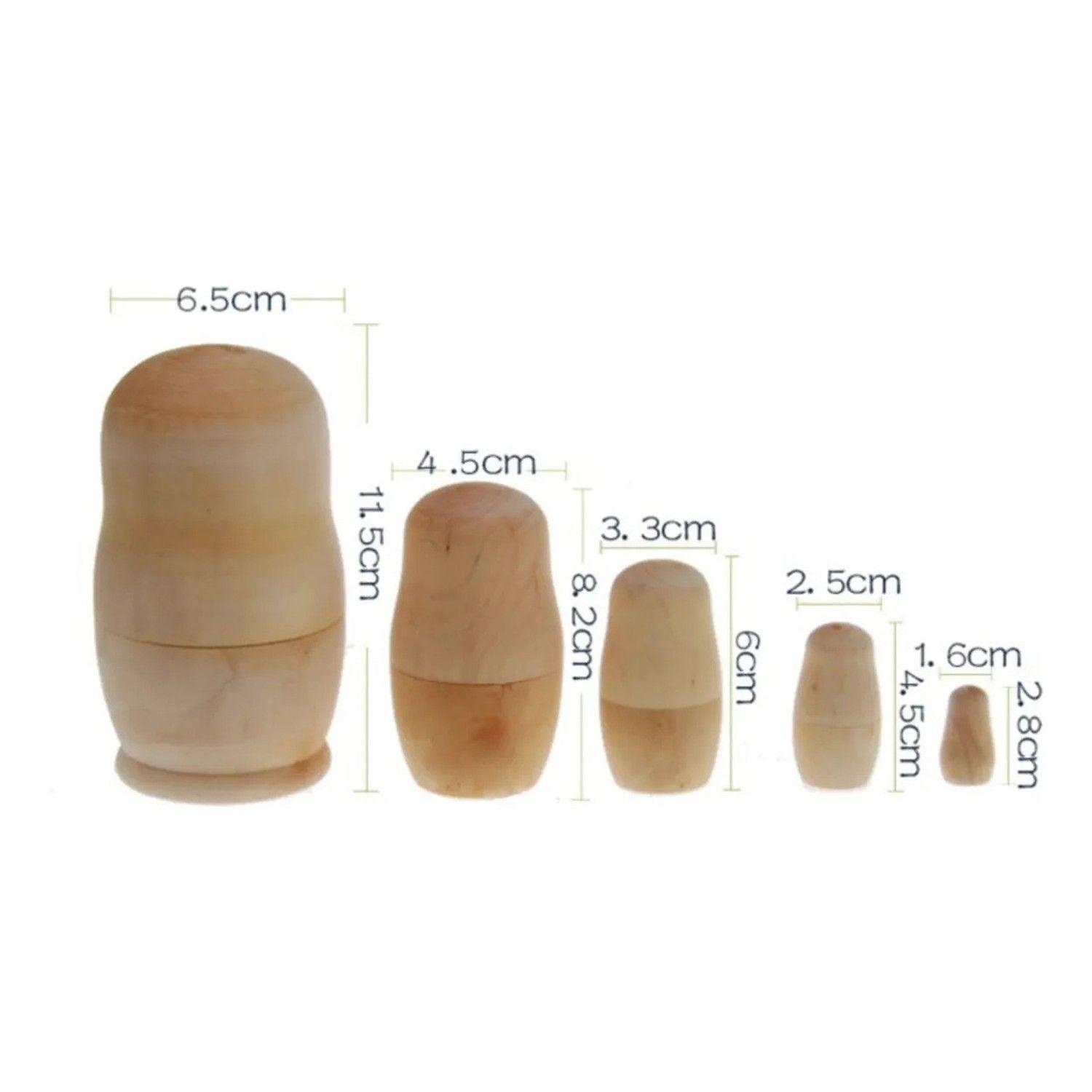 Muñecas Rusas Matryoshka De Madera Para Pintar 5 Piezas 11cm-2