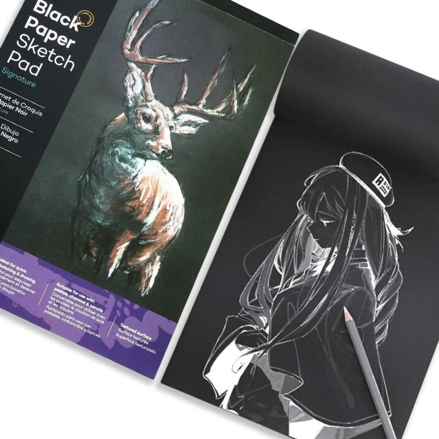 Block Dibujo Papel Negro A4 Oficio 25 Hojas 140g  Mont Marte-1