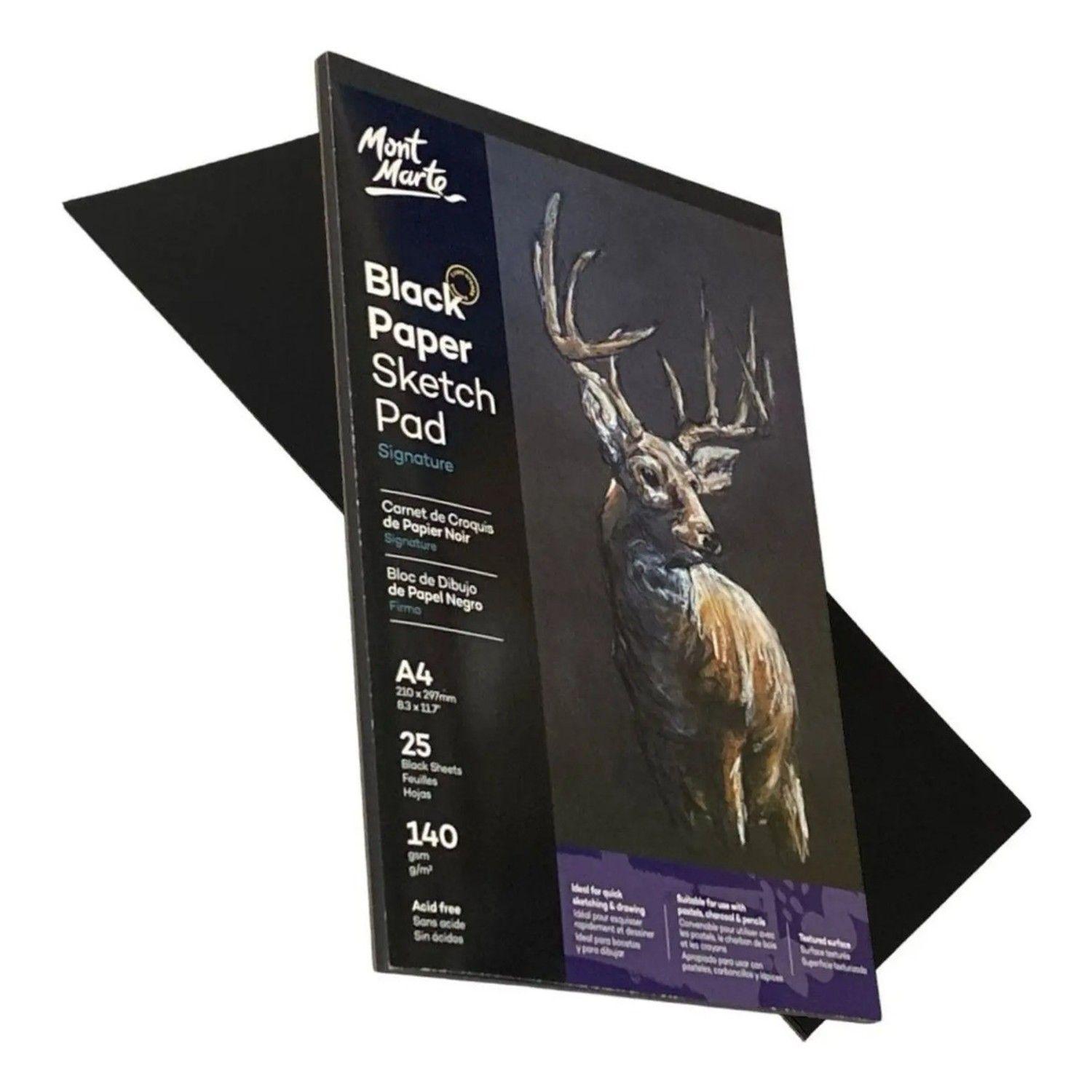 Block Dibujo Papel Negro A4 Oficio 25 Hojas 140g  Mont Marte-2