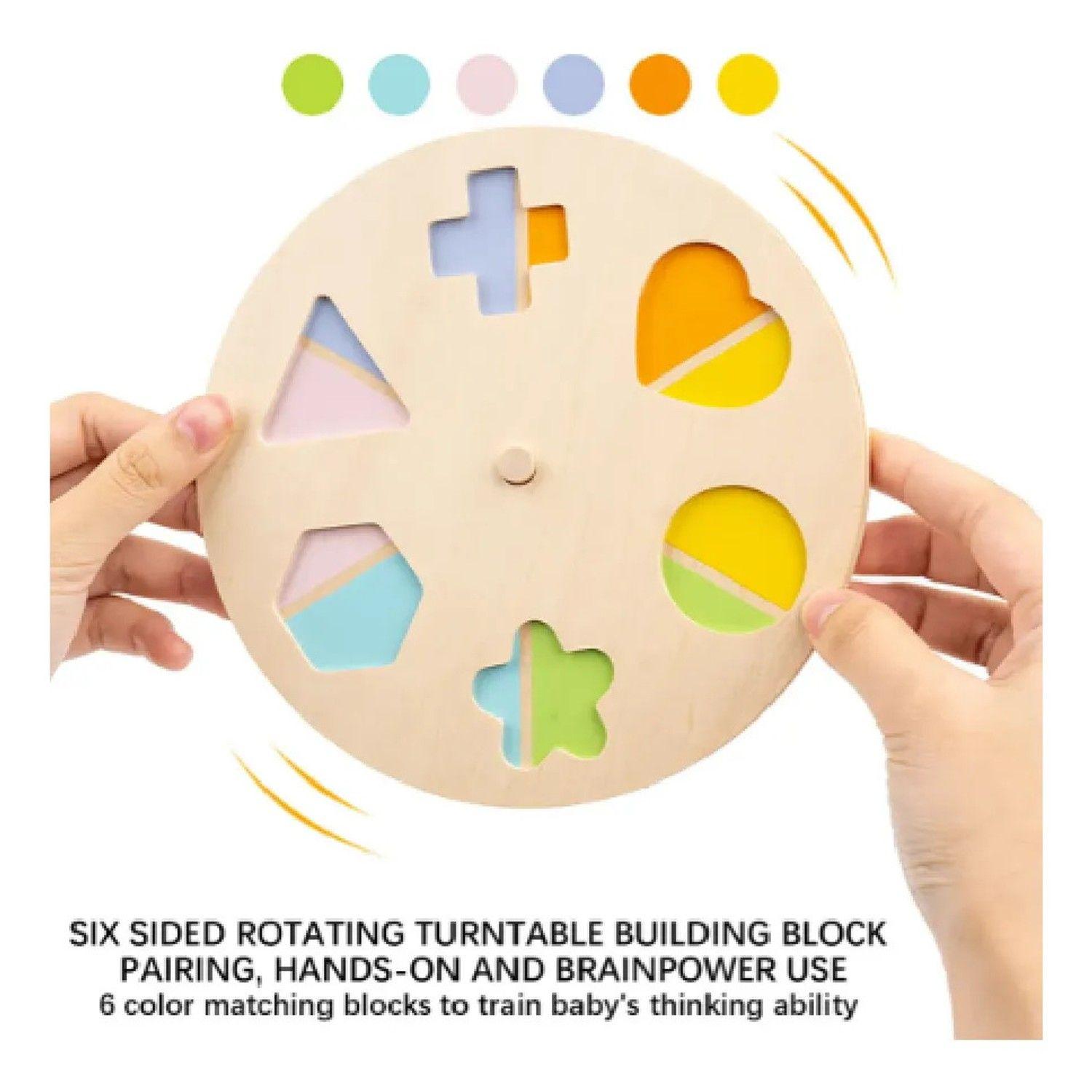 Puzzle Encaje Giratorio 36 Figuras Colores Madera Montessori-1