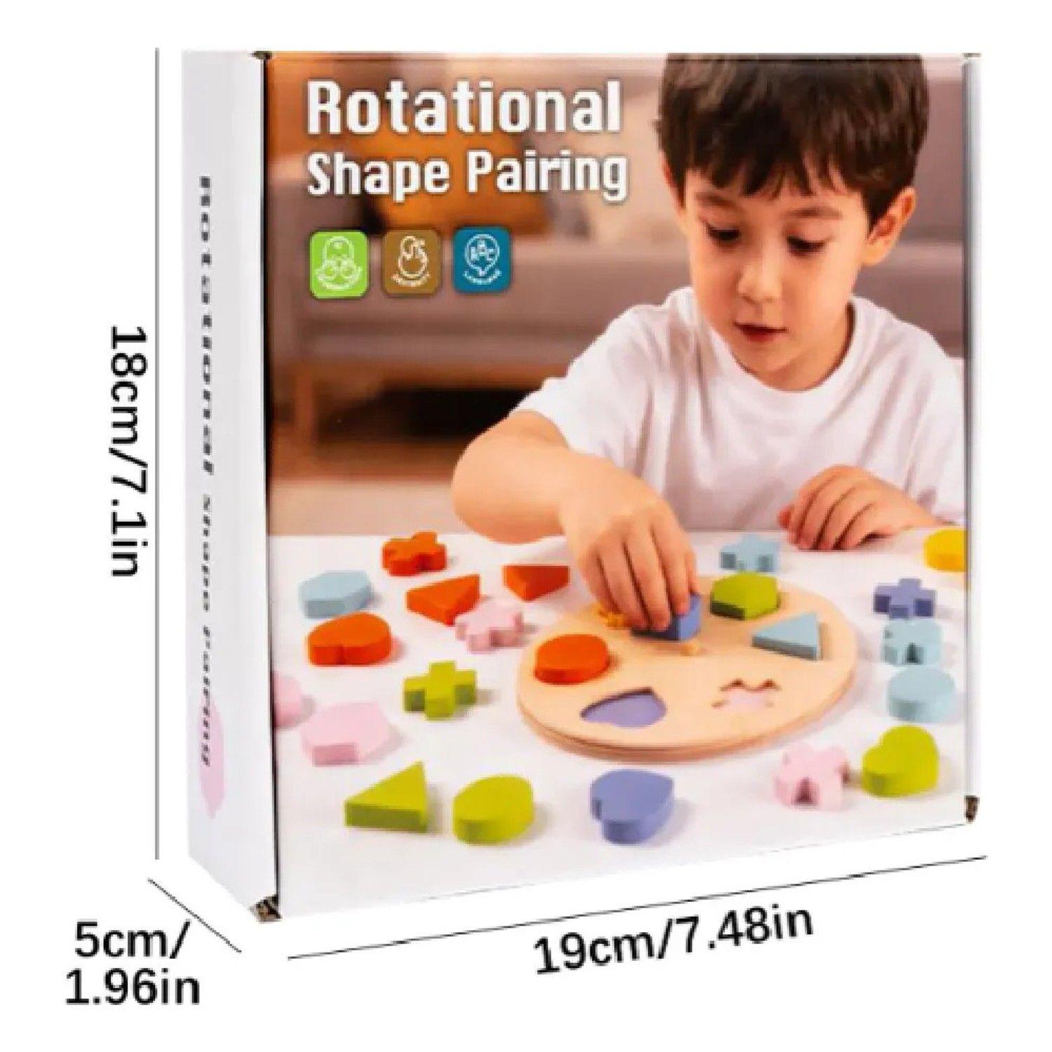 Puzzle Encaje Giratorio 36 Figuras Colores Madera Montessori-2