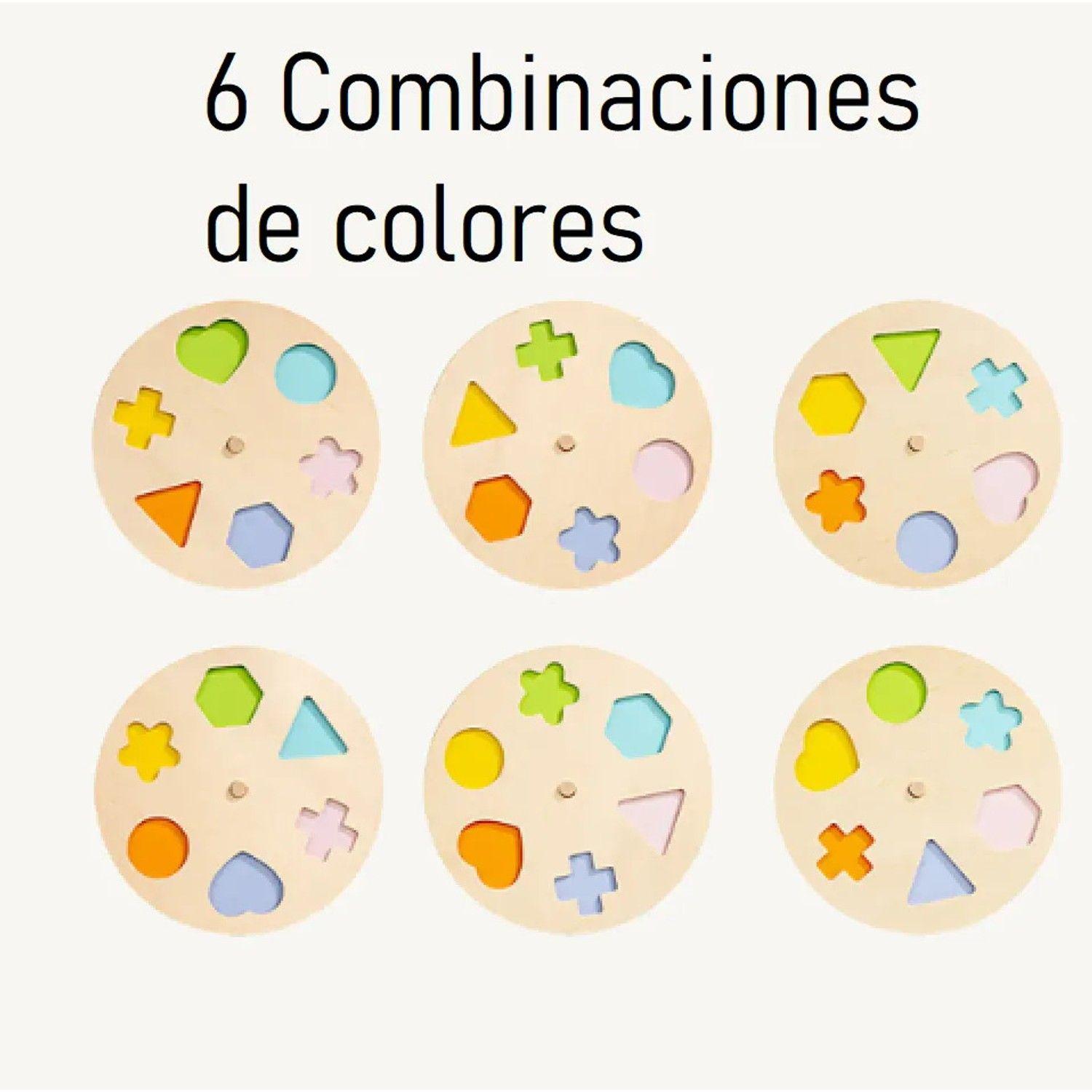 Puzzle Encaje Giratorio 36 Figuras Colores Madera Montessori-6