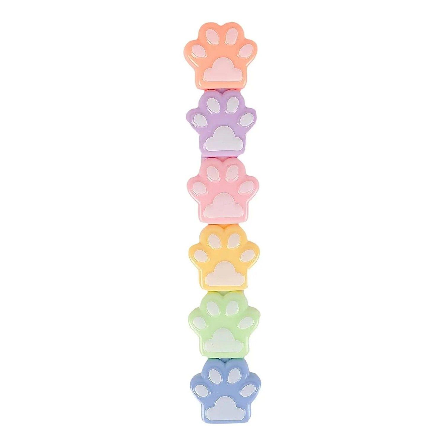 Destacadores Apilables Patita De Gato Kawaii 6 Colores-2