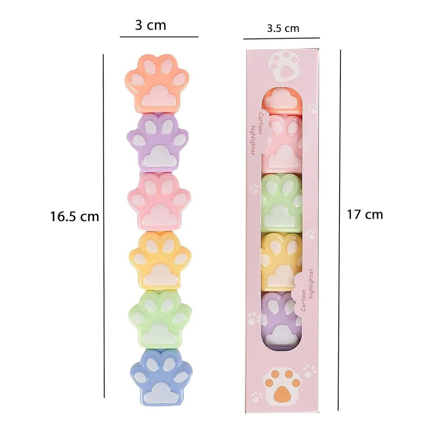 Destacadores Apilables Patita De Gato Kawaii 6 Colores-4