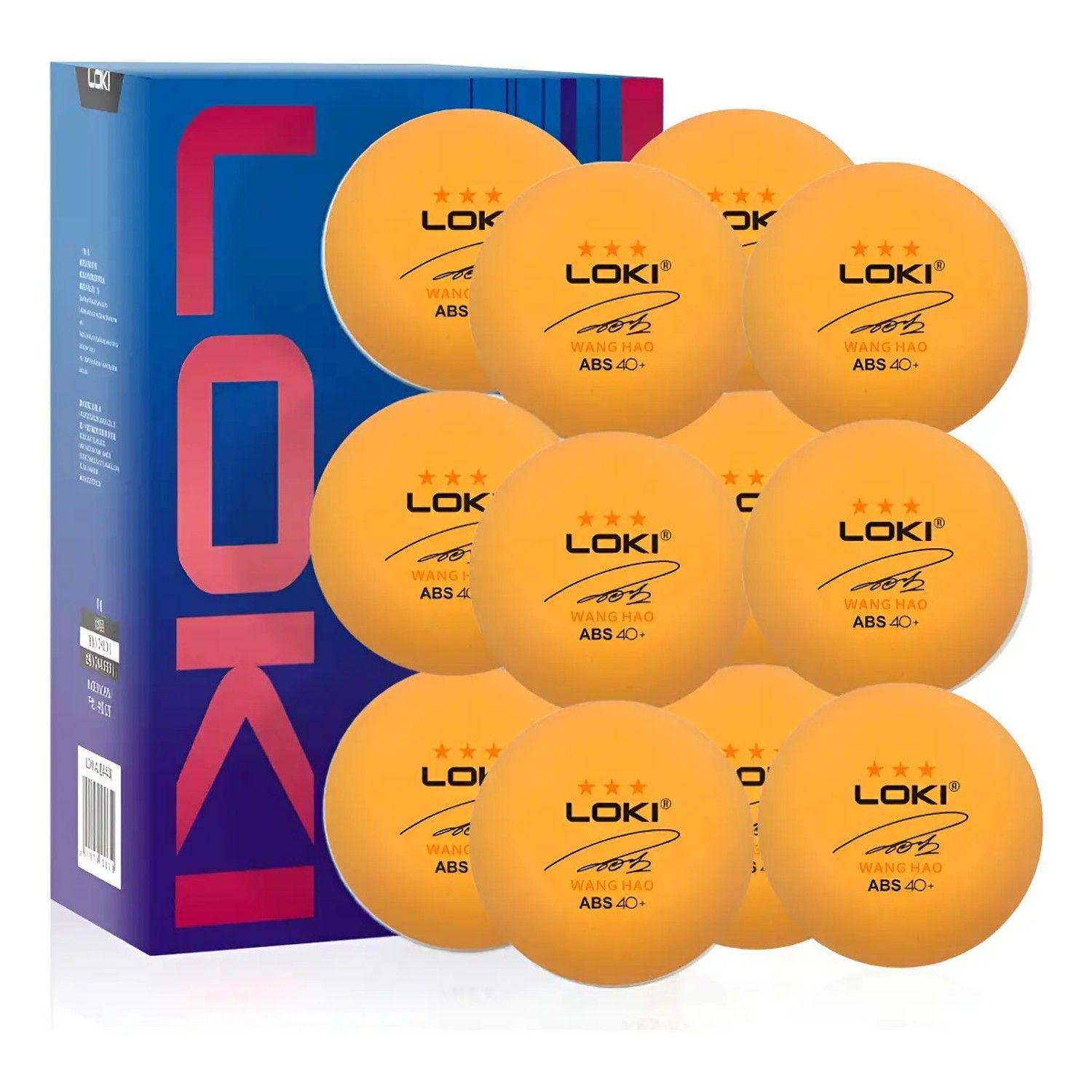 Set 12 Pelotas Ping Pong Loki 3 Estrellas Abs 40 Naranja-0