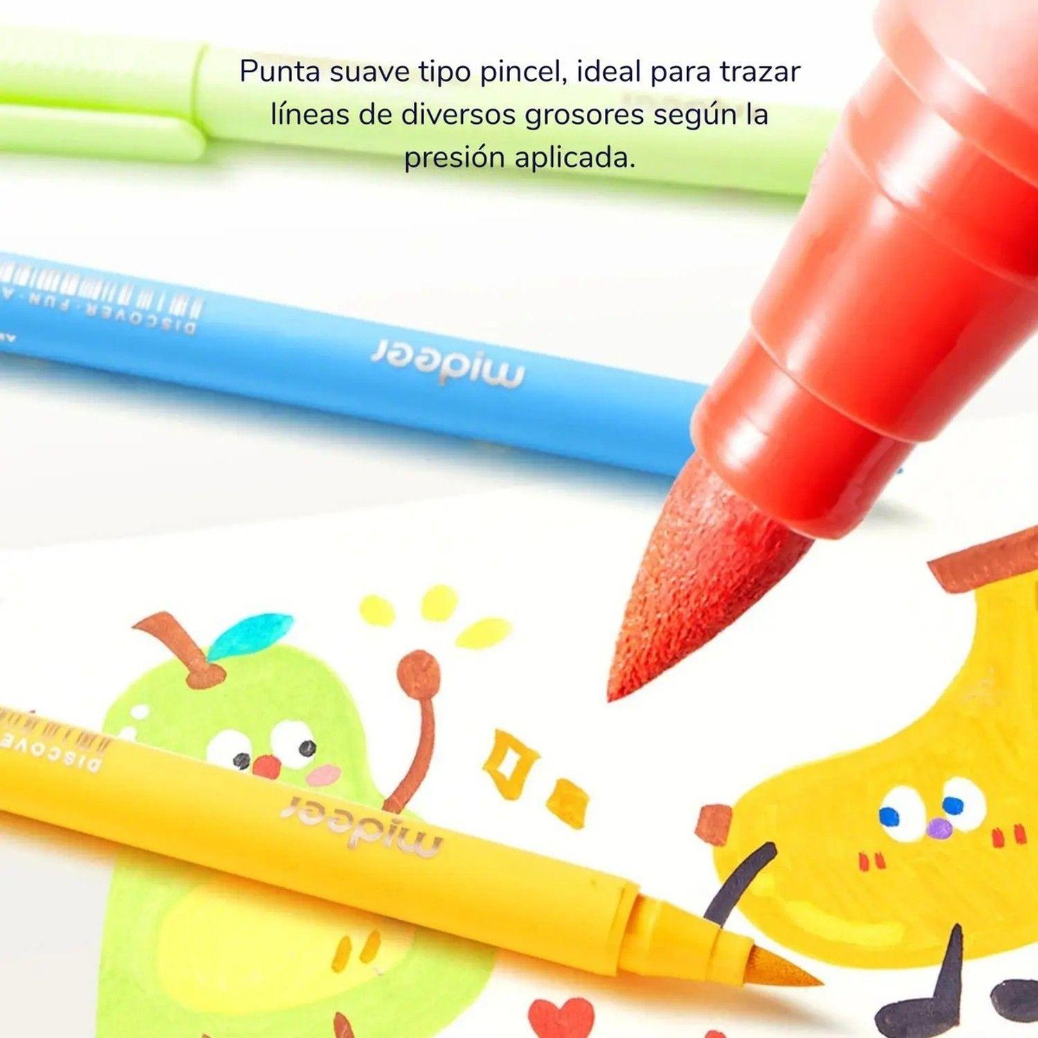 Set 24 Lápices Acrílicos Pincel Con Bolso Pintable Mideer-4