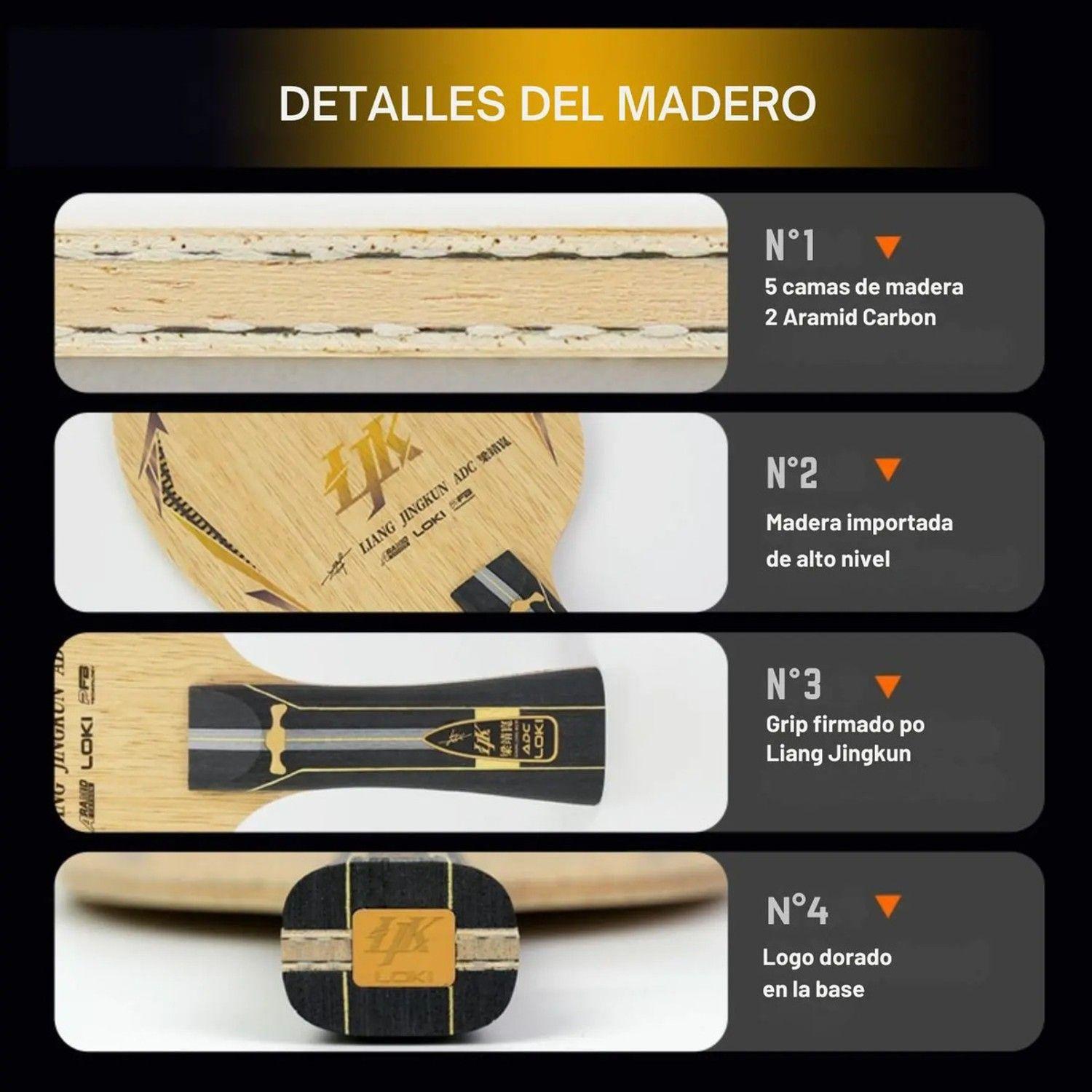 Madero Profesional Tenis De Mesa Liang Jingkun Adc Off+ Loki-4