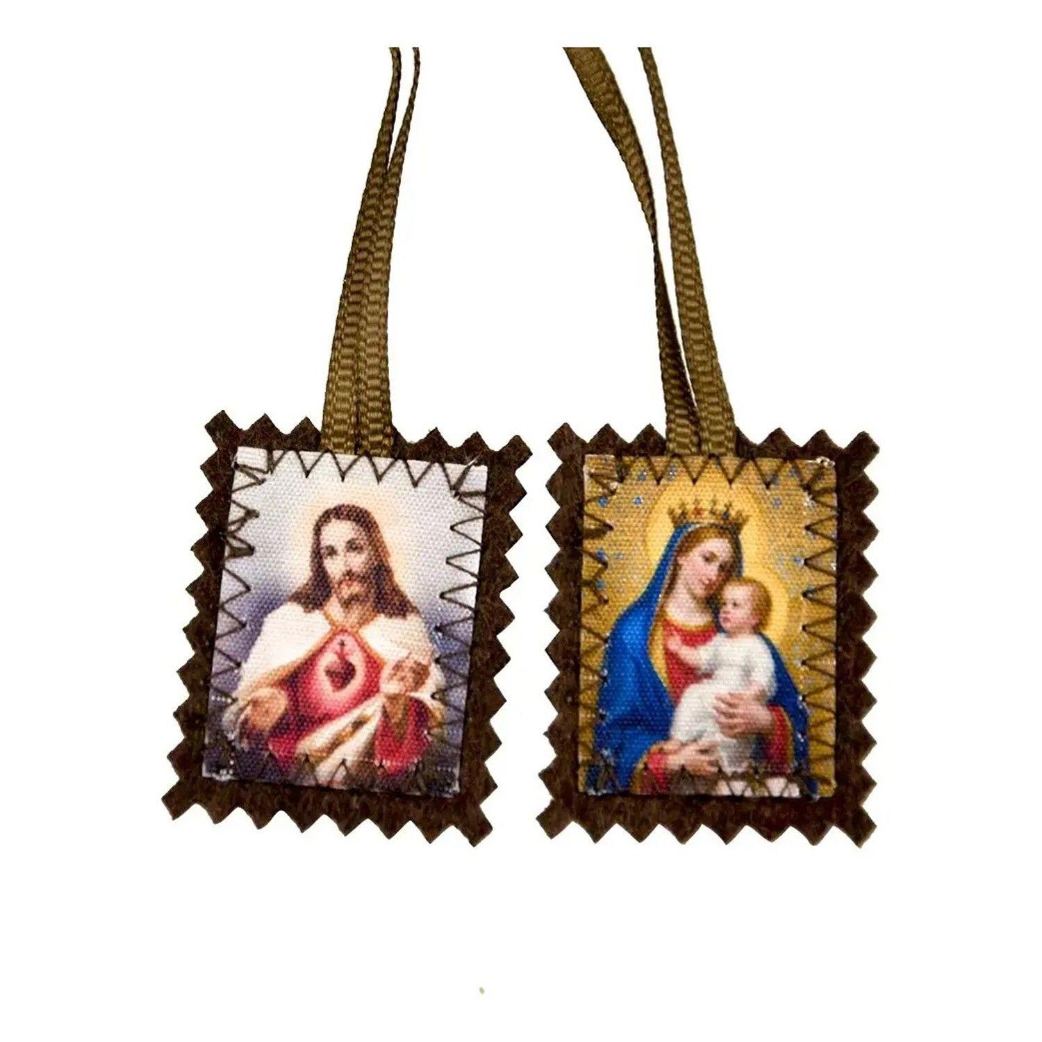 Escapulario Virgen Del Carmen Sagrado Corazón De Jesús María-0