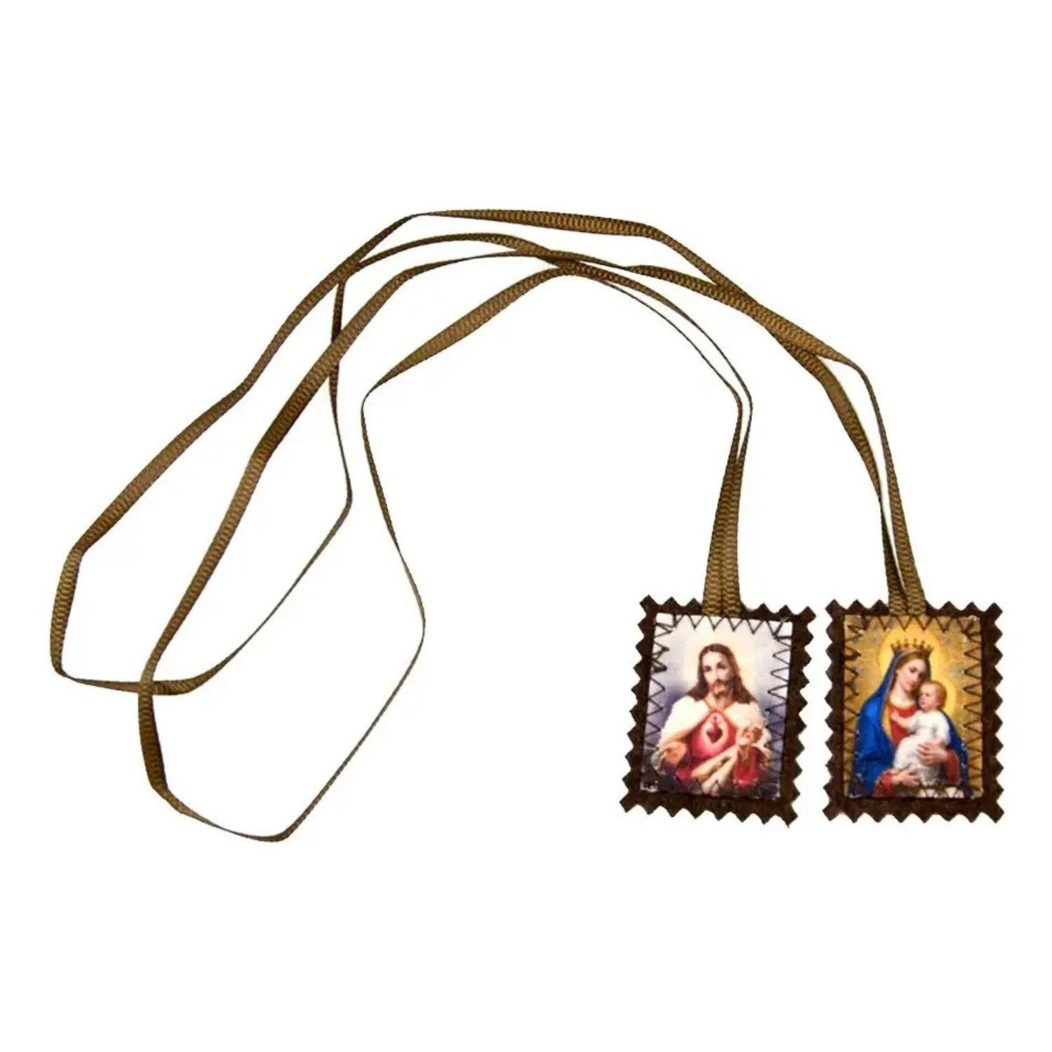 Escapulario Virgen Del Carmen Sagrado Corazón De Jesús María-2