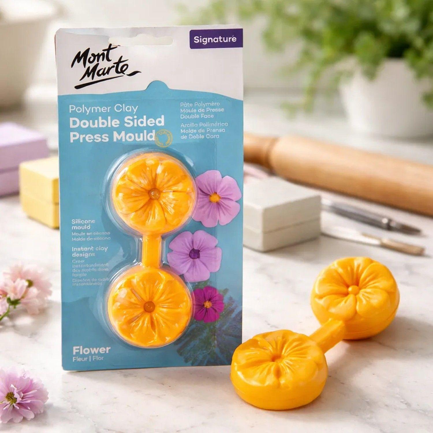 Molde  Prensa Doble Cara Flor Arcilla Polimérica Mont Marte-6