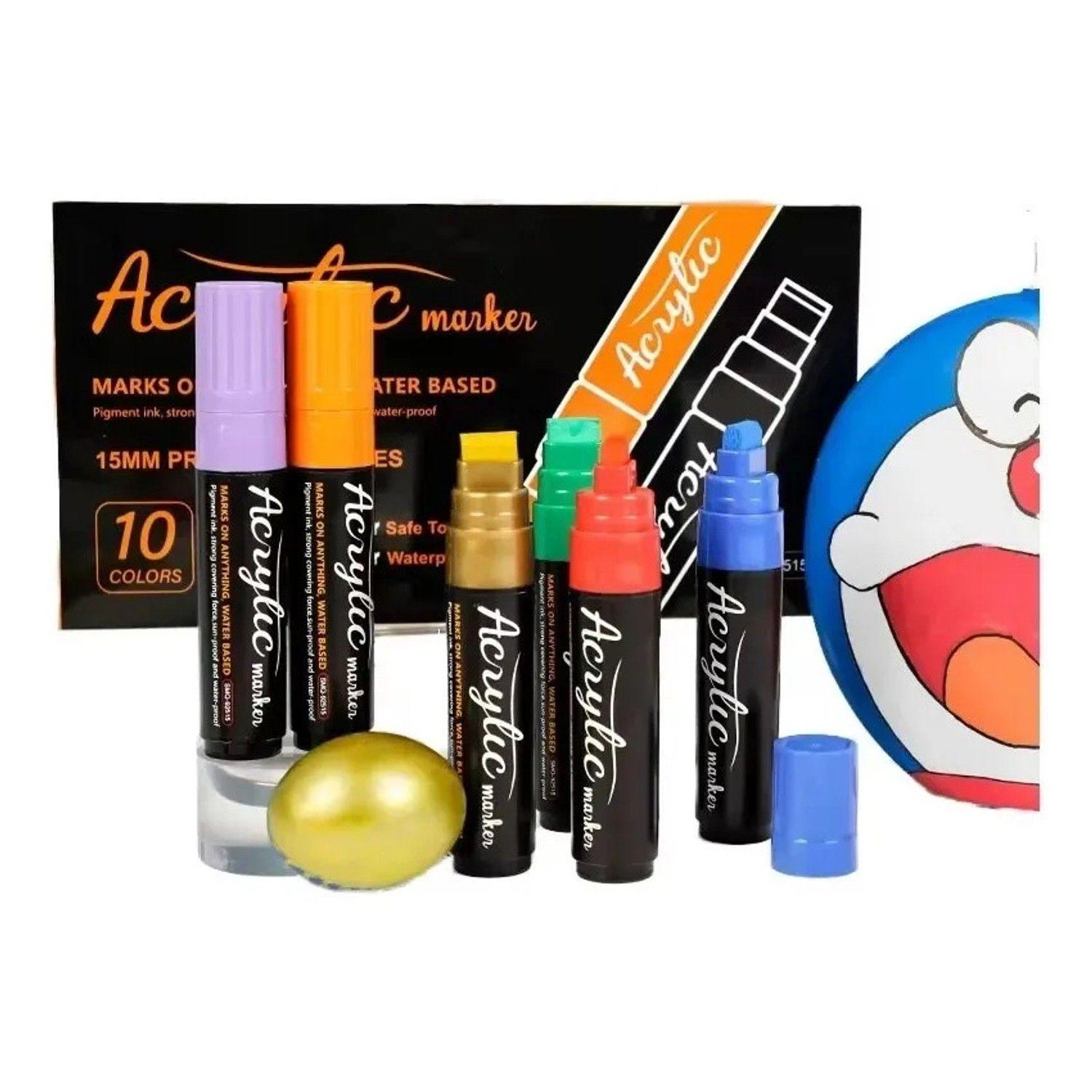 Marcadores De Pintura Acrílica Jumbo 15mm  Set 10 Colores-0