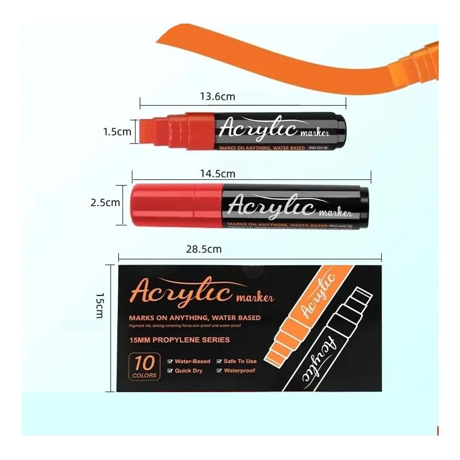 Marcadores De Pintura Acrílica Jumbo 15mm  Set 10 Colores-4