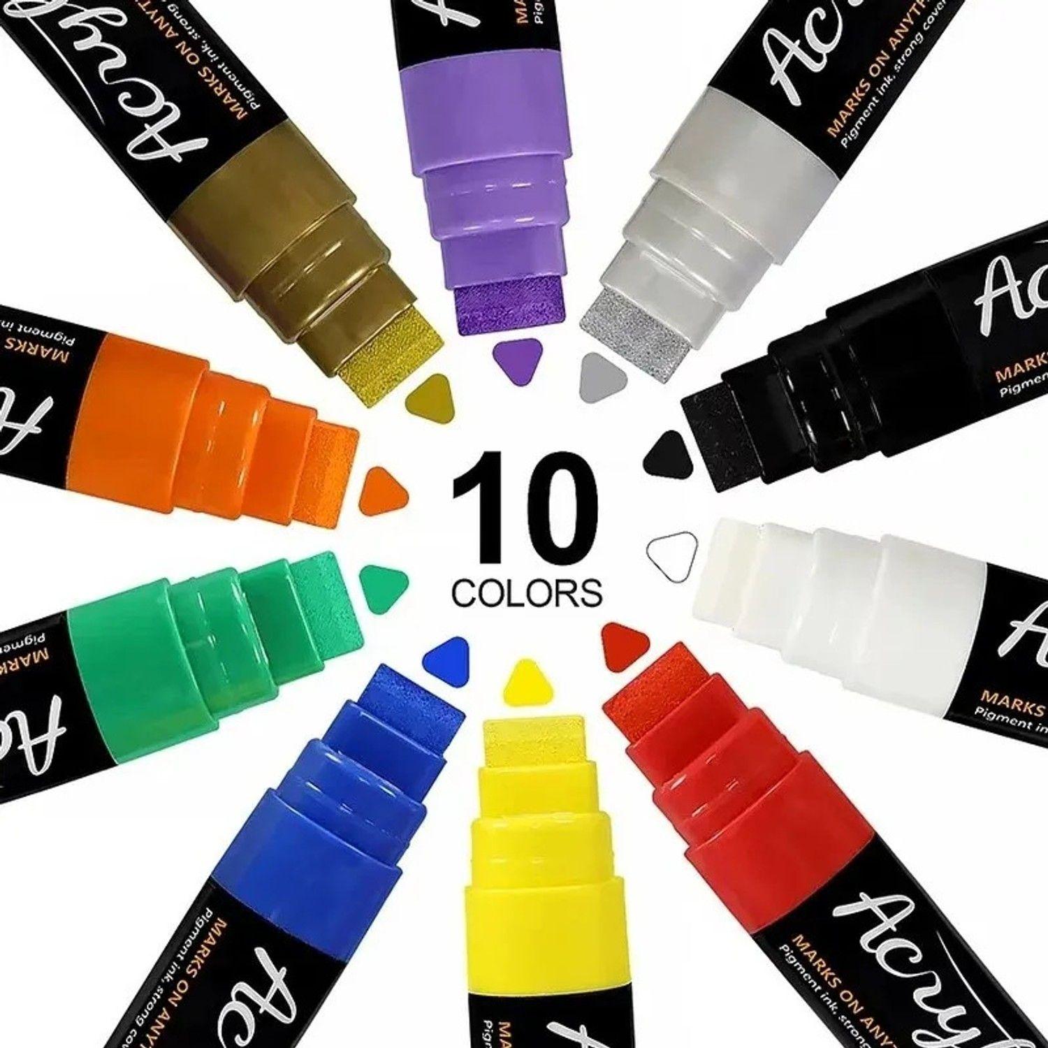 Marcadores De Pintura Acrílica Jumbo 15mm  Set 10 Colores-6