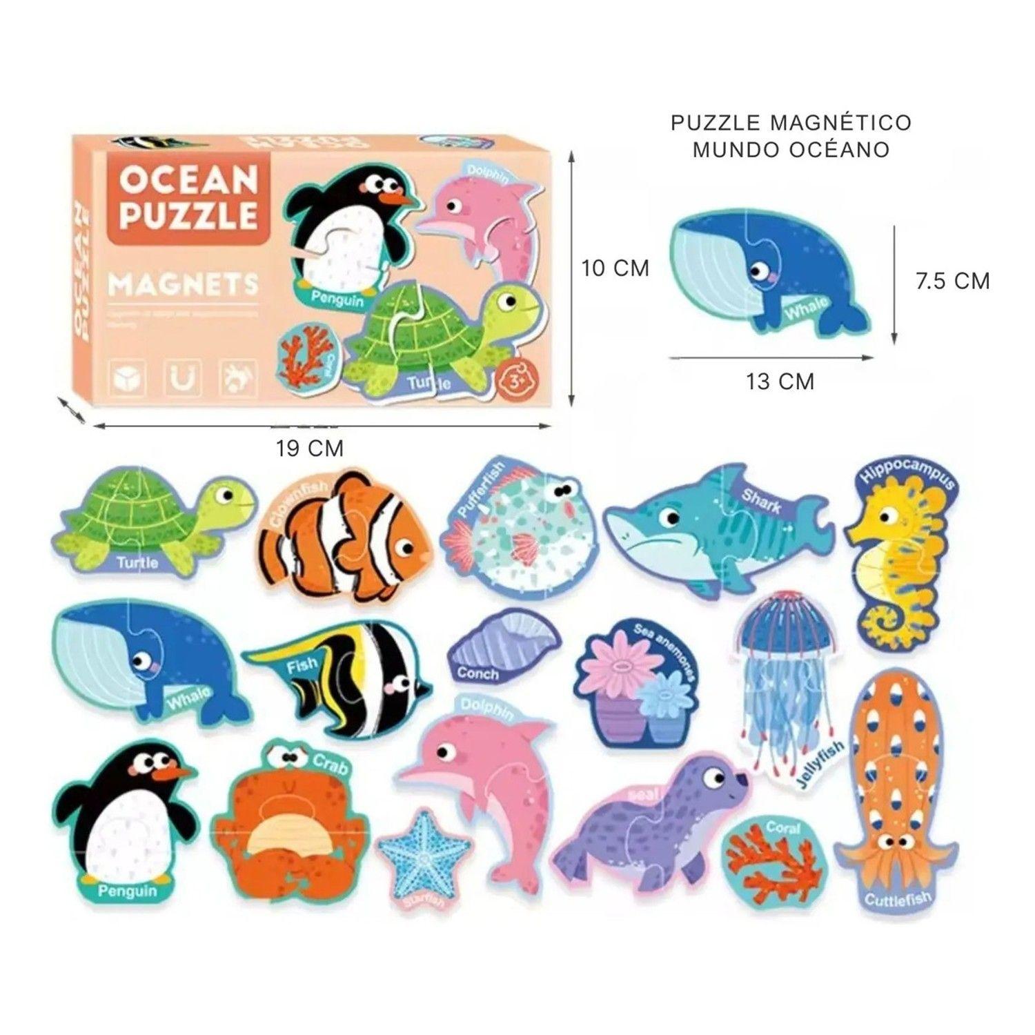 Set 17 Mini Puzzles Magnéticos De Animales Del Oceano-3