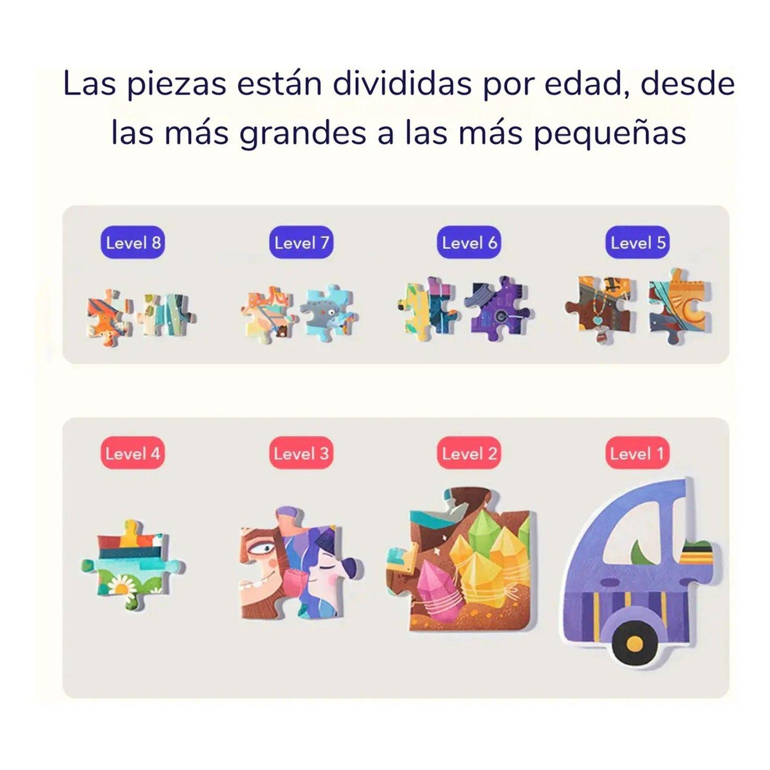 Puzzle Progresivo 10 En 1 Animales 40 Piezas Nivel 1 Mideer-2