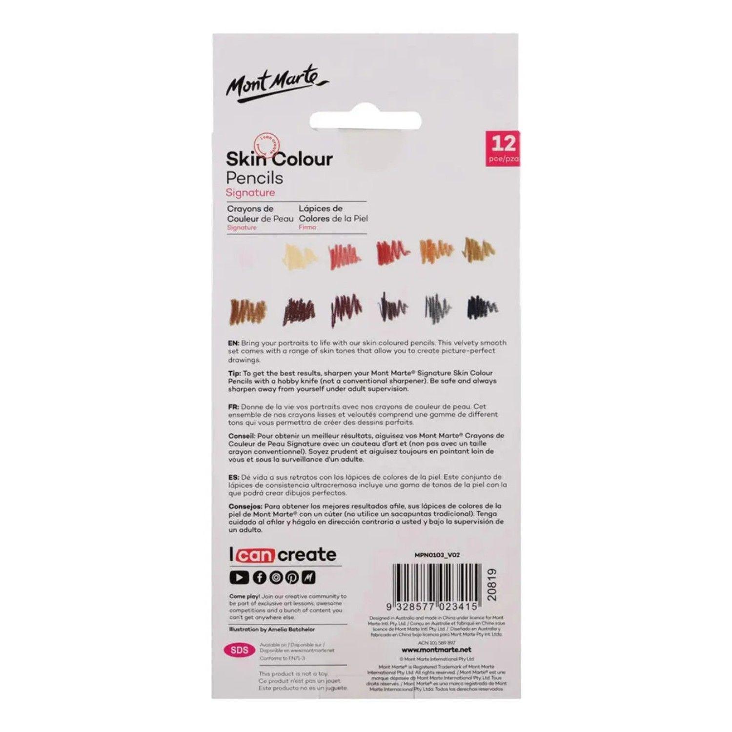 Set 12 Lápices De Dibujo Color Piel Profesional Mont Marte-6