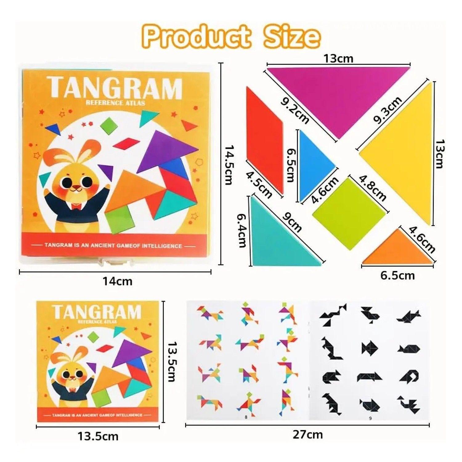 Puzzle Tangram Portátil De Madera-4