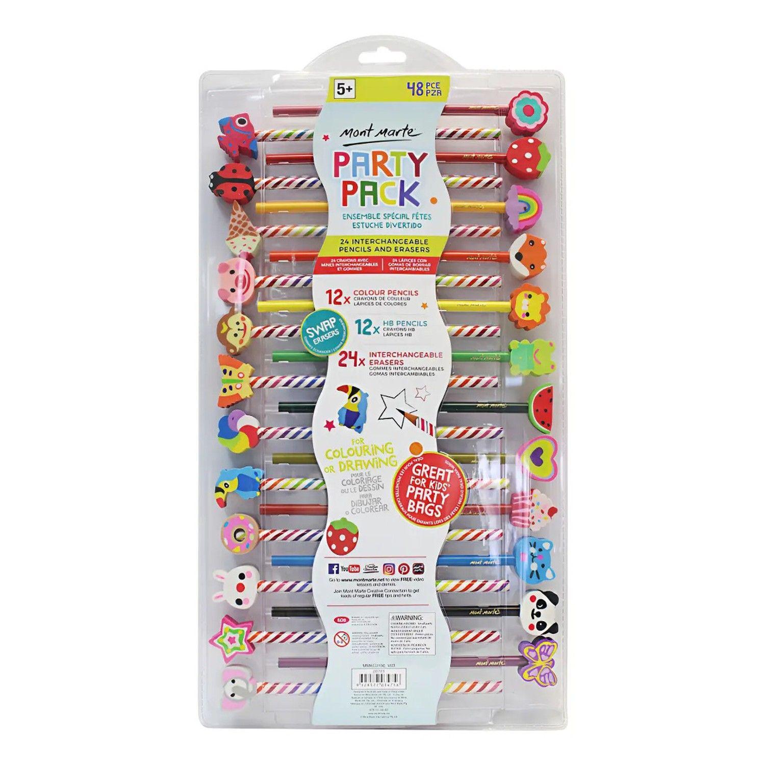 Juego 24 Lápices Y Gomas De Borrar - Sorpresa Cumpleaños-0