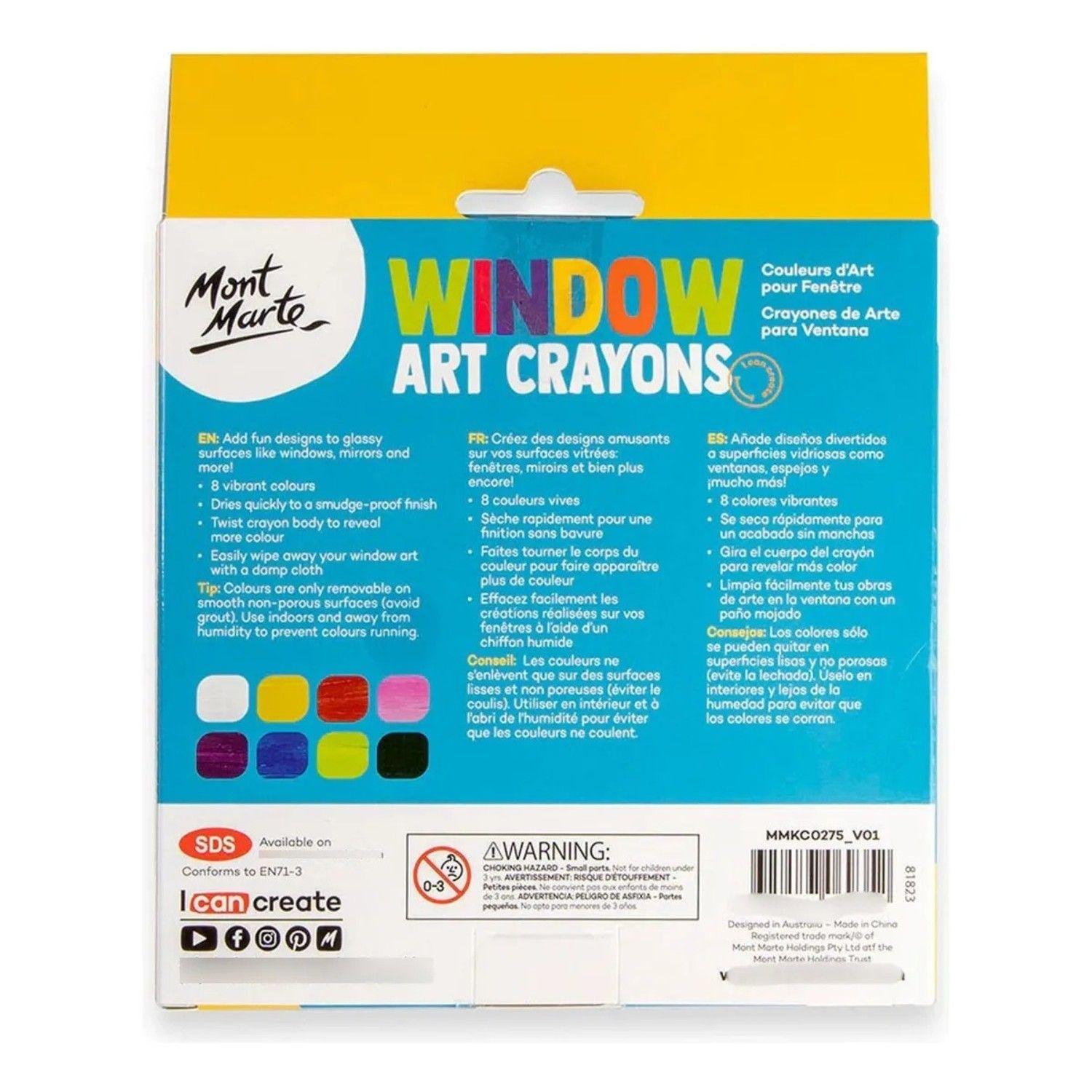 Pack 8 Crayones Lavables Para Dibujar En Ventanas Mont Marte-4