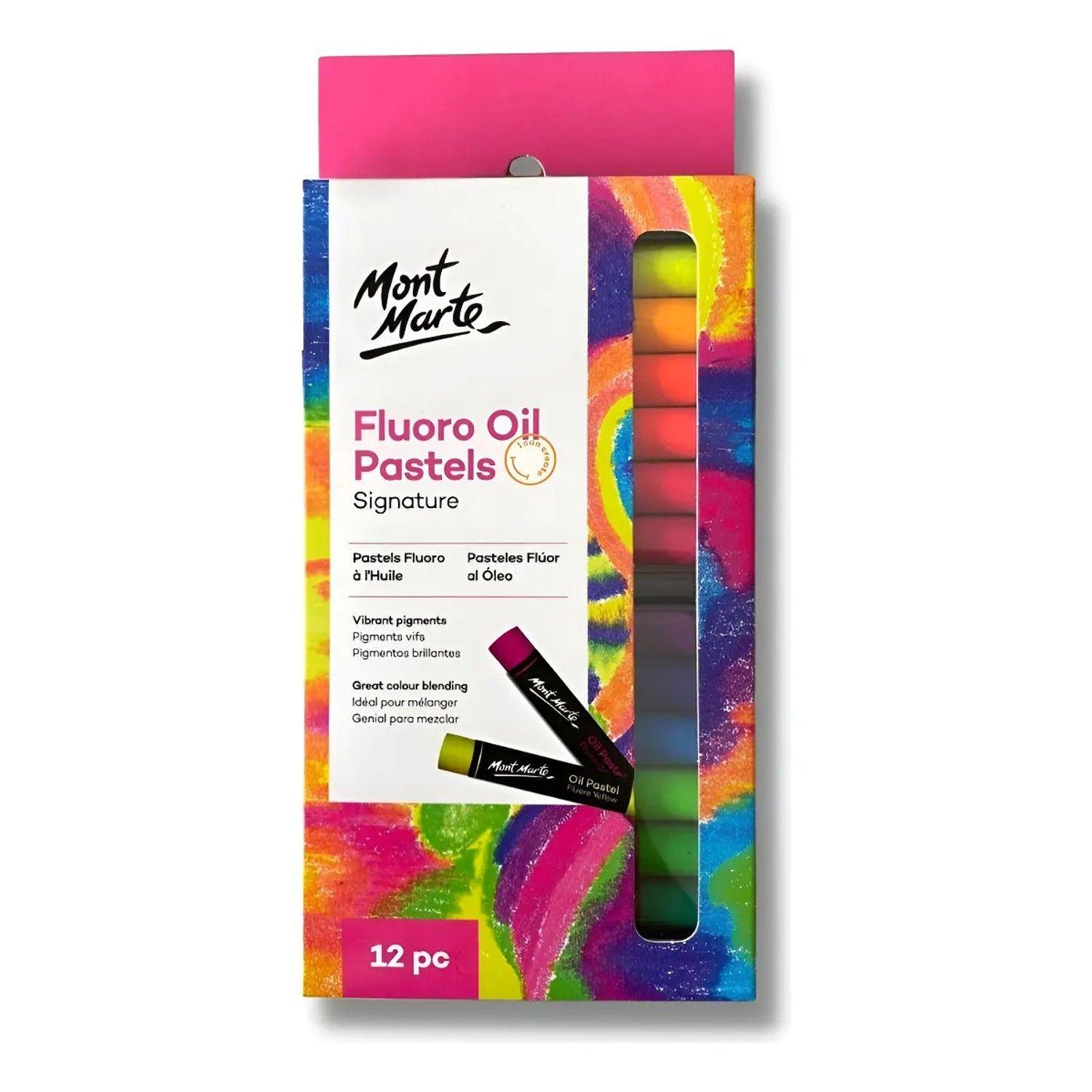 Pasteles Óleo 12 Colores Fluor Mont Marte-0