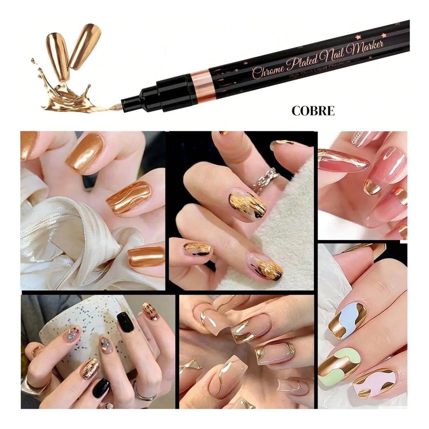 Pack 3 Lápices Acrílicos Metálicos Para Manicure Uñas-5