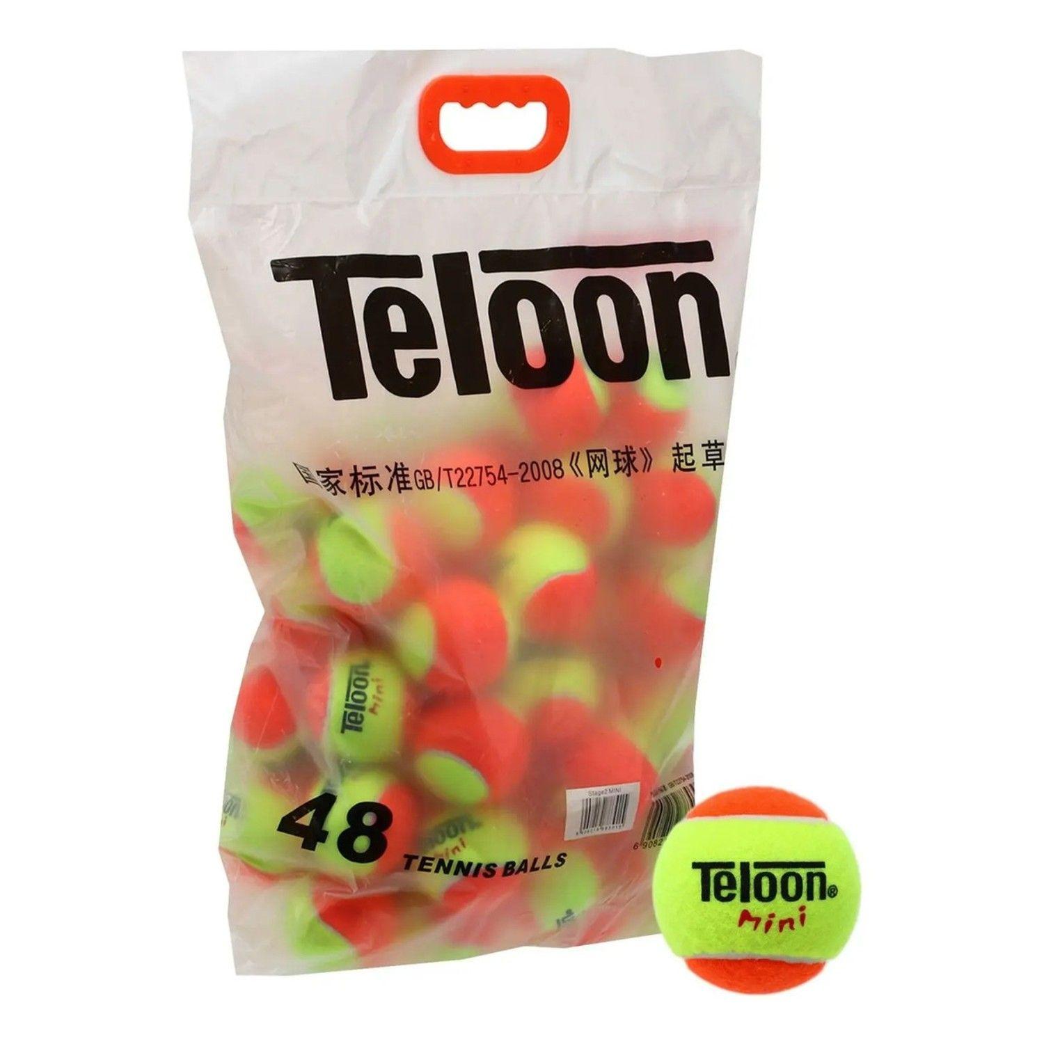 Pack 48 Pelotas Mini Tenis Para Niños Stage 2 Naranja Teloon-0
