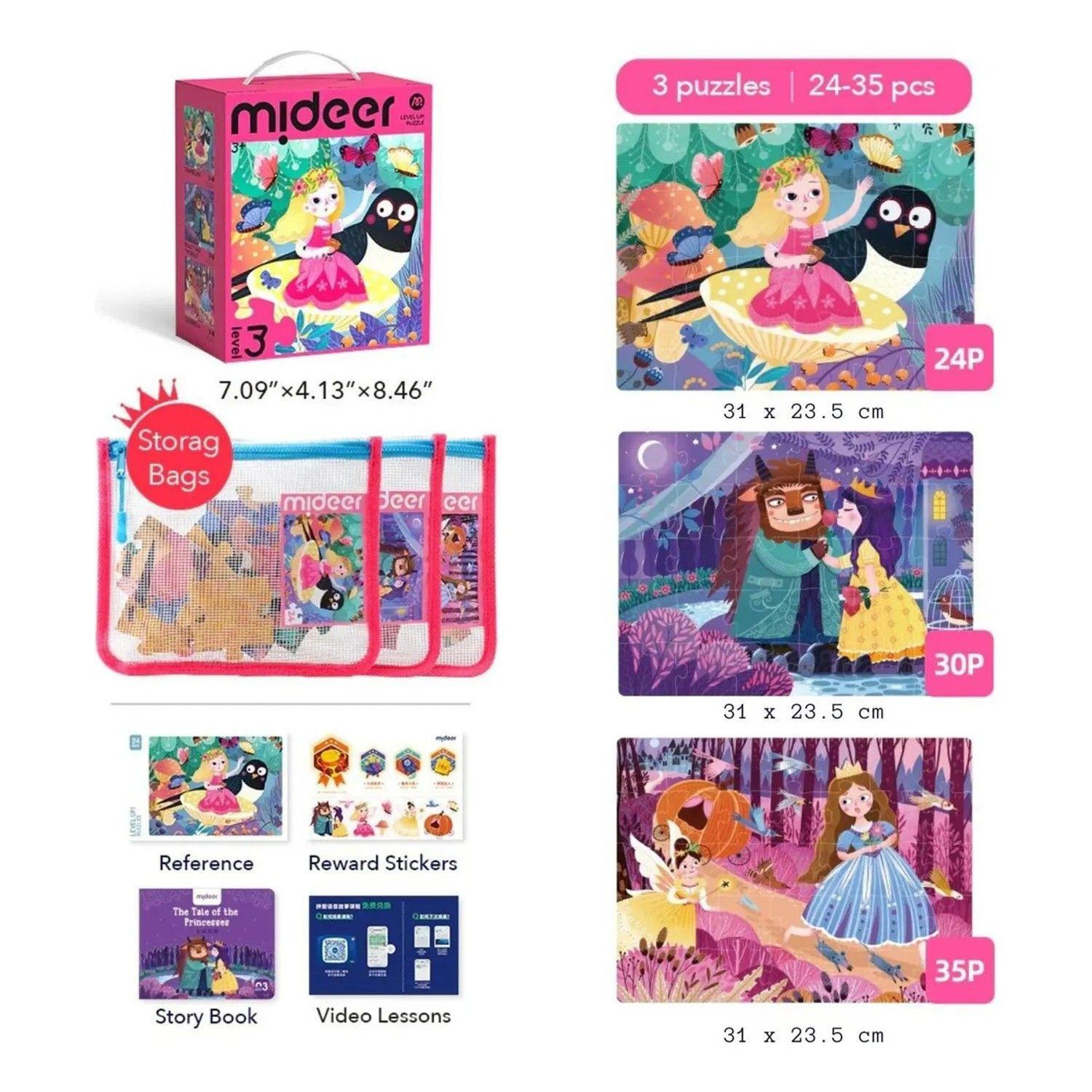 Puzzle Progresivo De Princesas 3 En 1 Nivel 3 Mideer-2