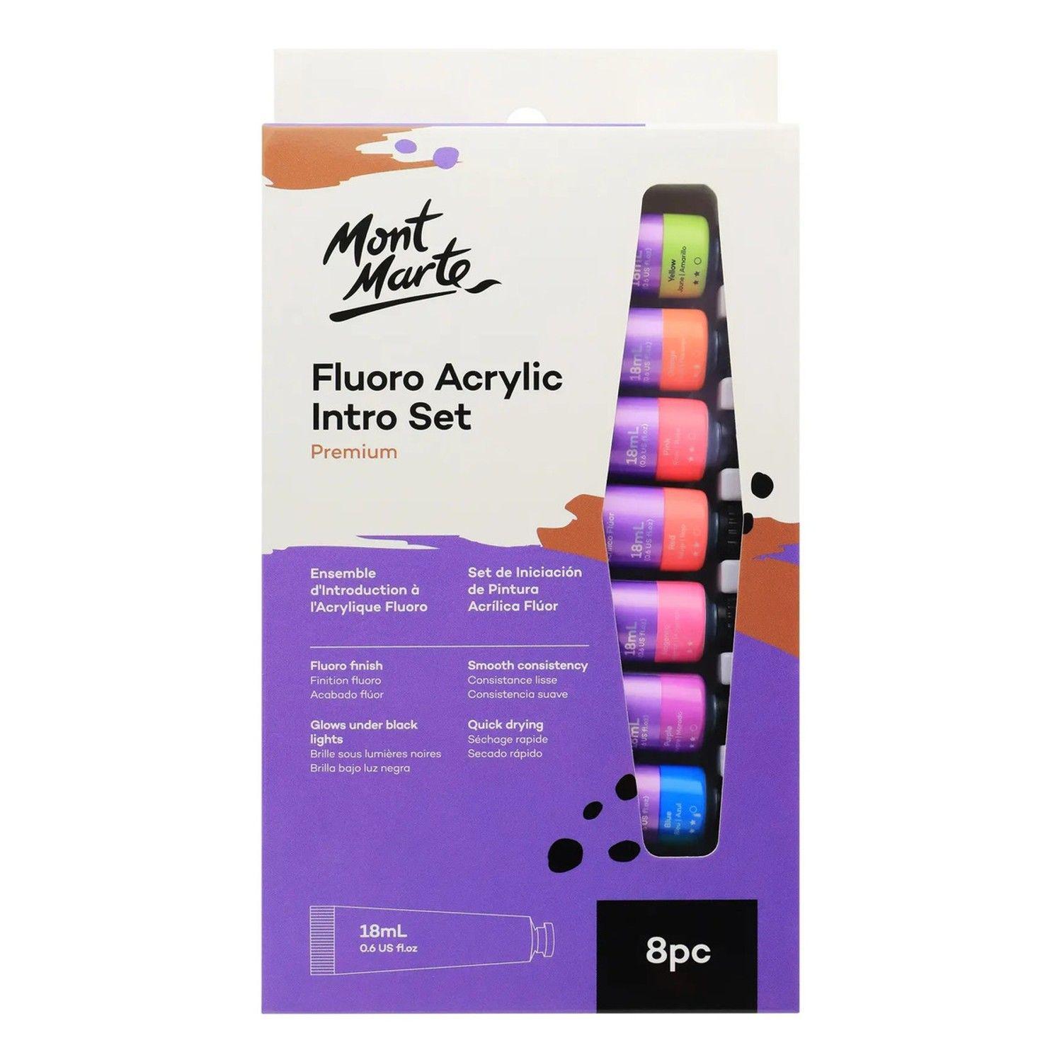 Set 8 Pinturas Acrílicas Fluor Glow X 18 Ml Mont Marte-2