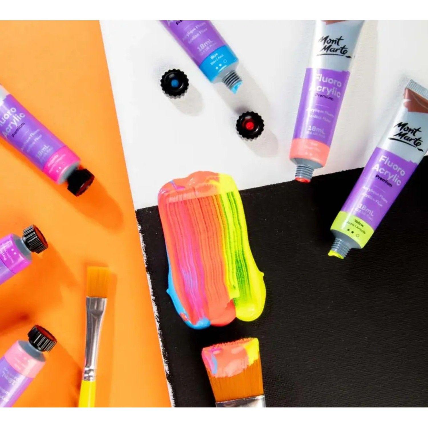 Set 8 Pinturas Acrílicas Fluor Glow X 18 Ml Mont Marte-4