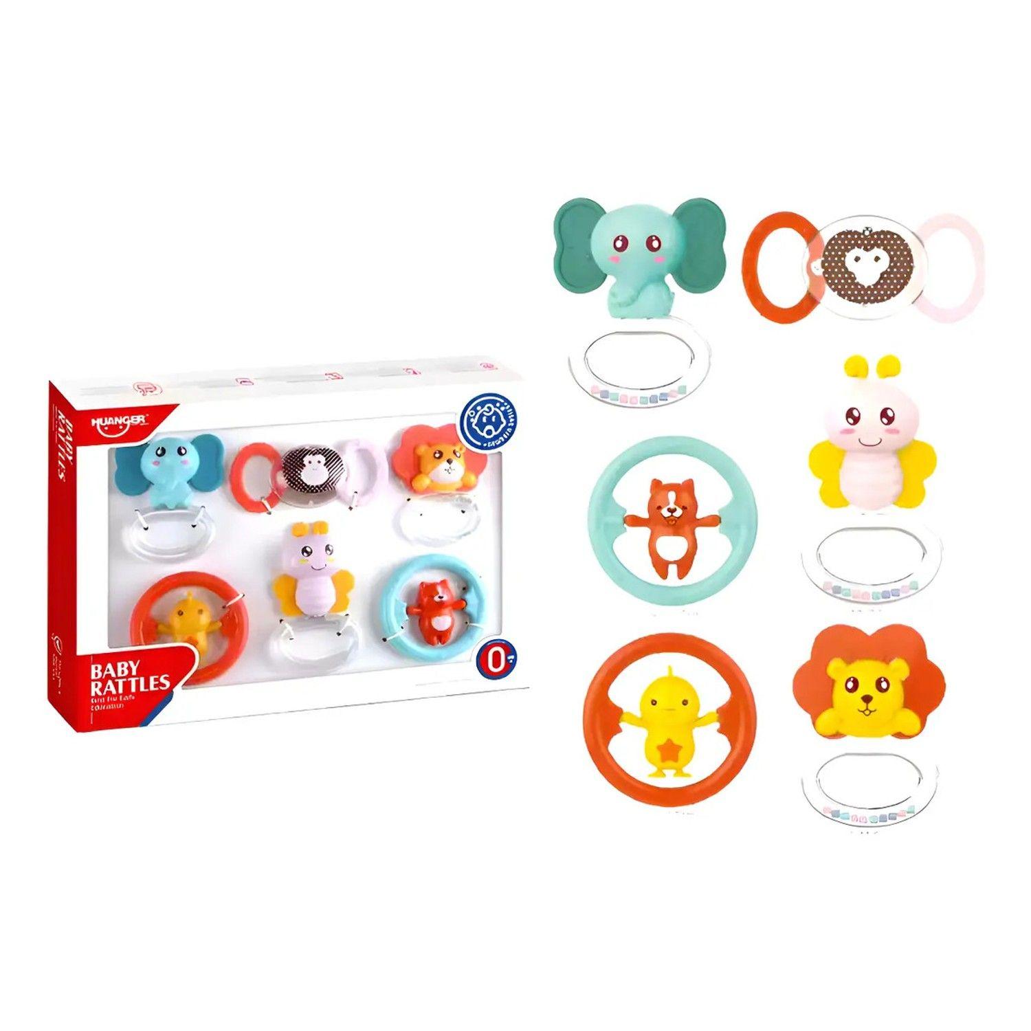 Set 6 Mordedores Con Sonajeros Para Estimulación Bebes-0