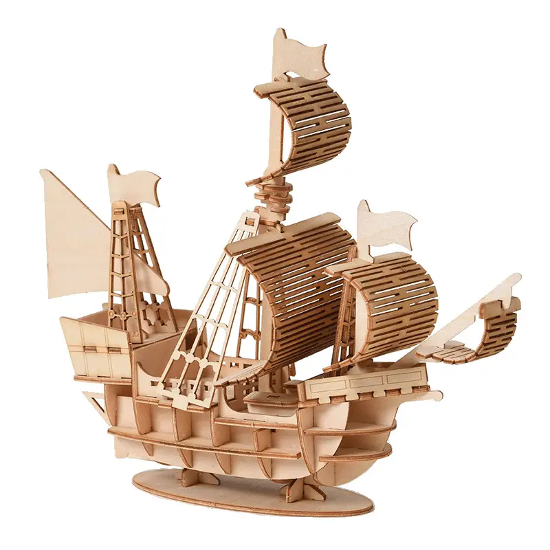 Rompecabezas Madera 3d Barco carabelas-0