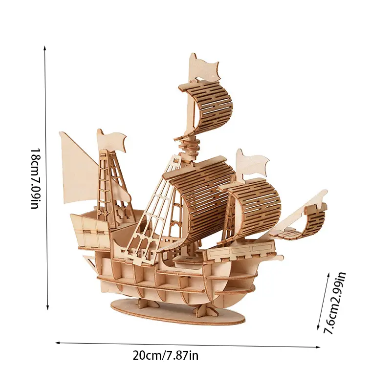 Rompecabezas Madera 3d Barco carabelas-1