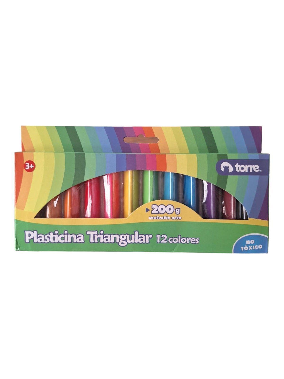 Plasticina Triangular 12 Colores Torre 200g-0